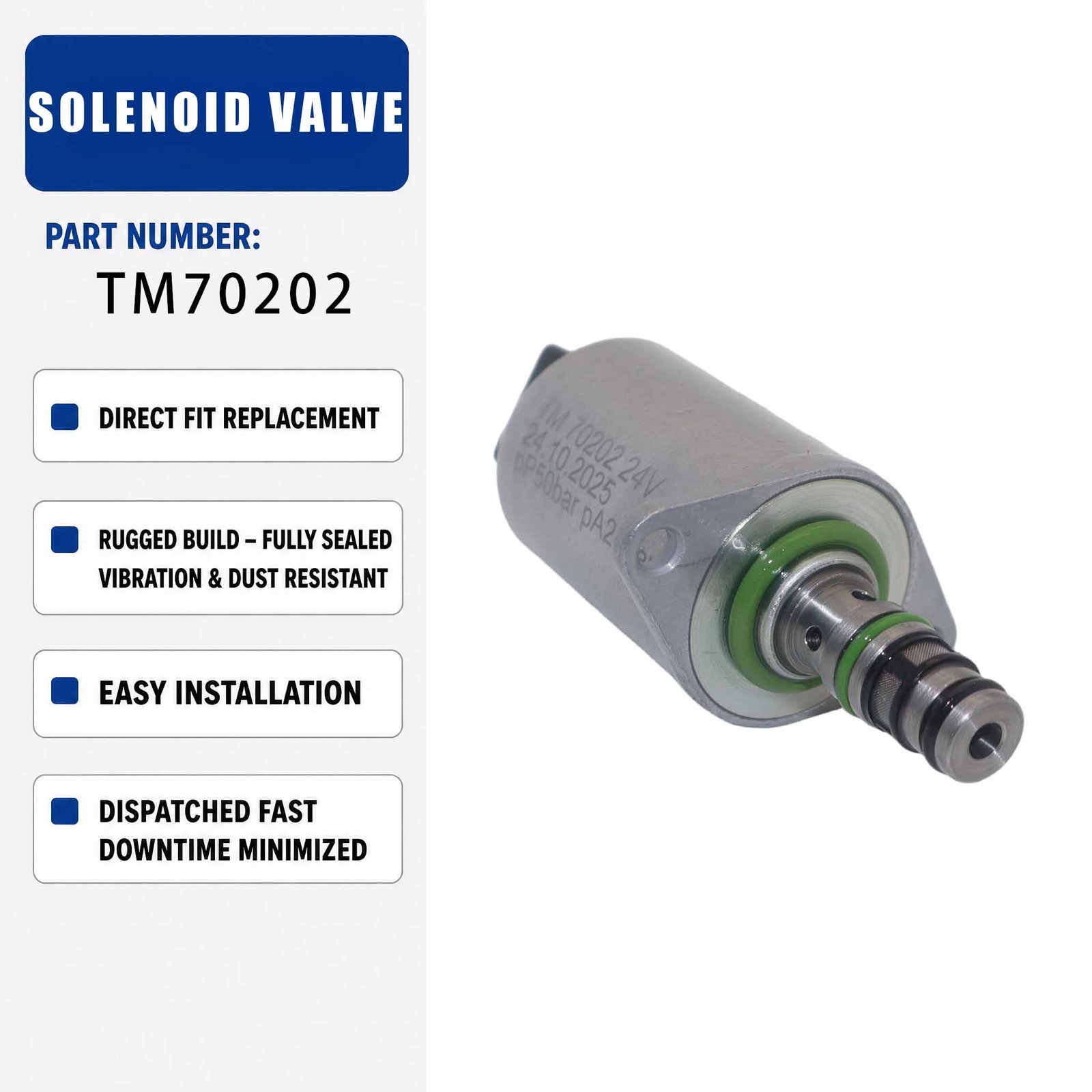 TM70202 24V Proportional Solenoid Valve For Excavator Construction Machinery