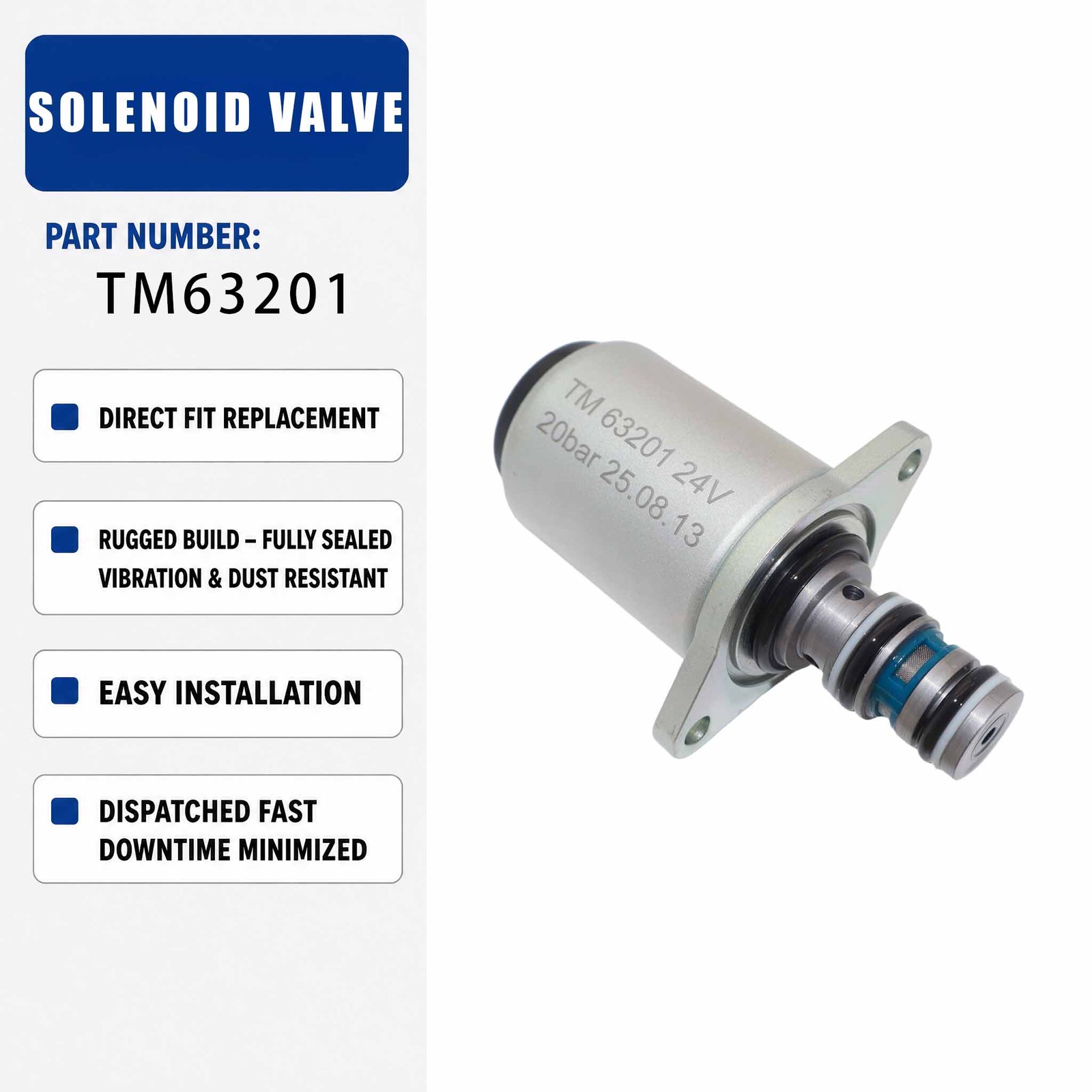 TM63201 24V Proportional Solenoid Valve For Excavator Construction Machinery