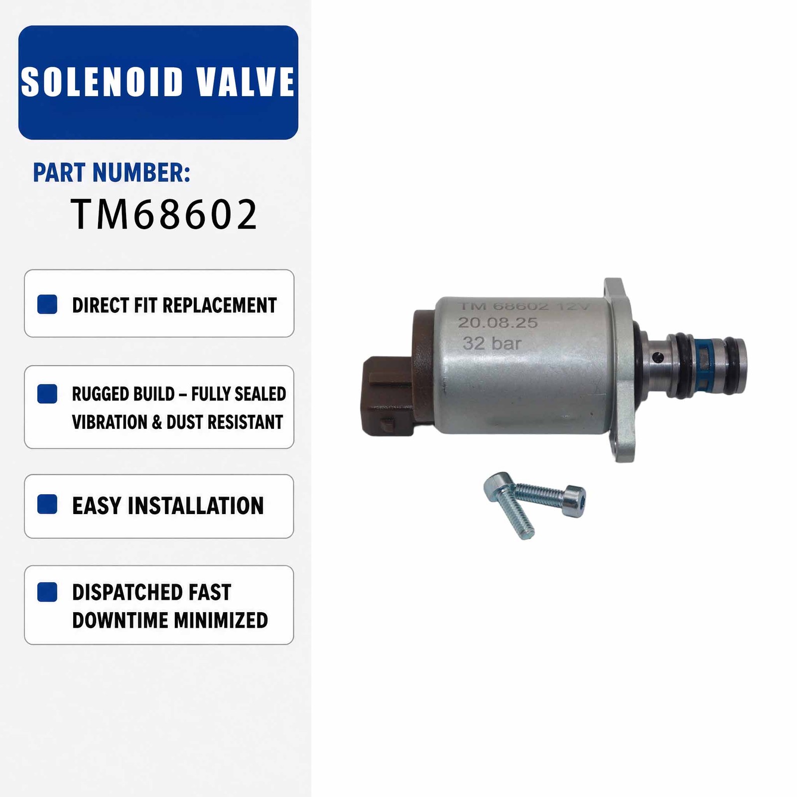 TM68602 12V Proportional Solenoid Valve For Excavator Construction Machinery