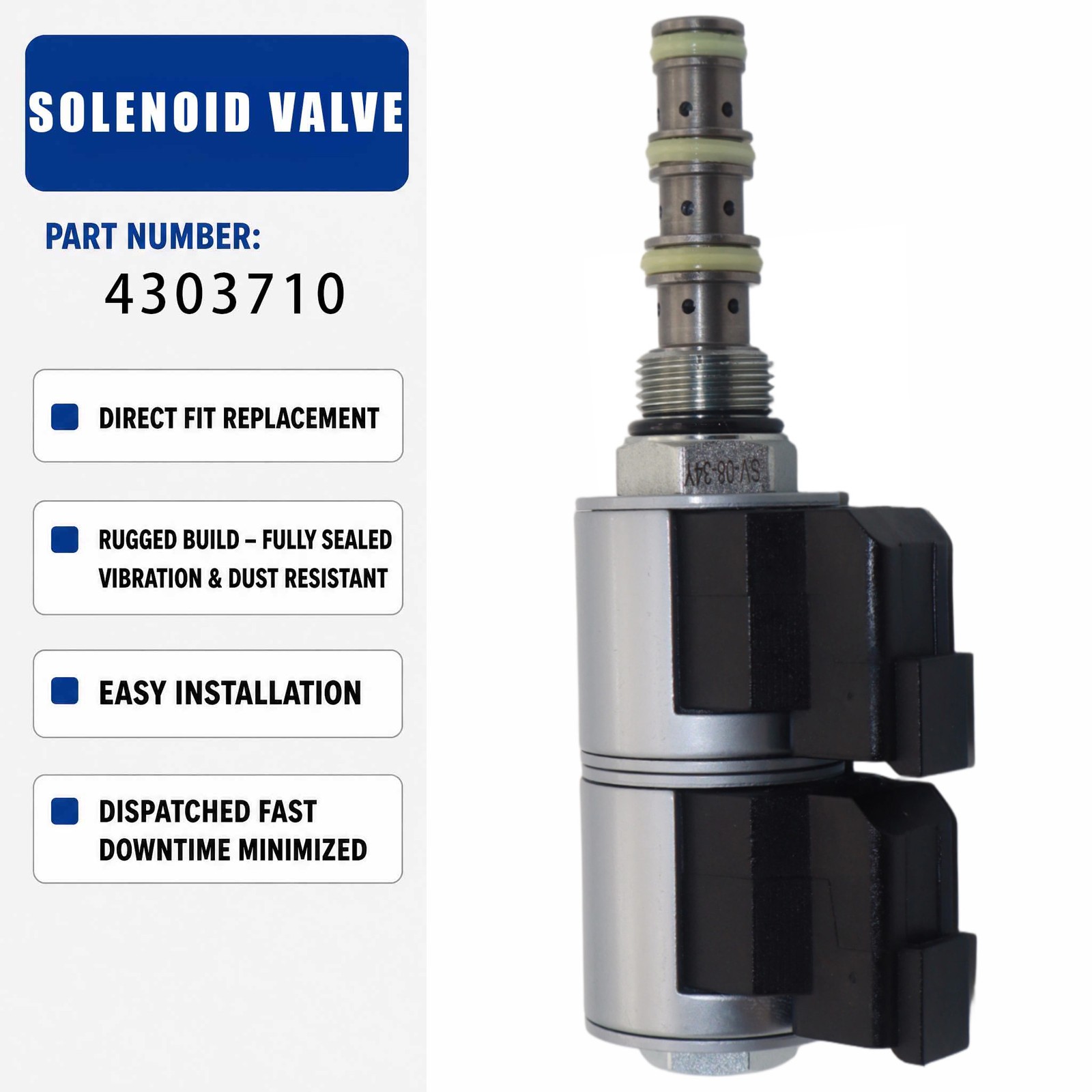 12V Solenoid Valve 4303724 4304124 For Bobcat HydraForce 08 80 88 98 Series