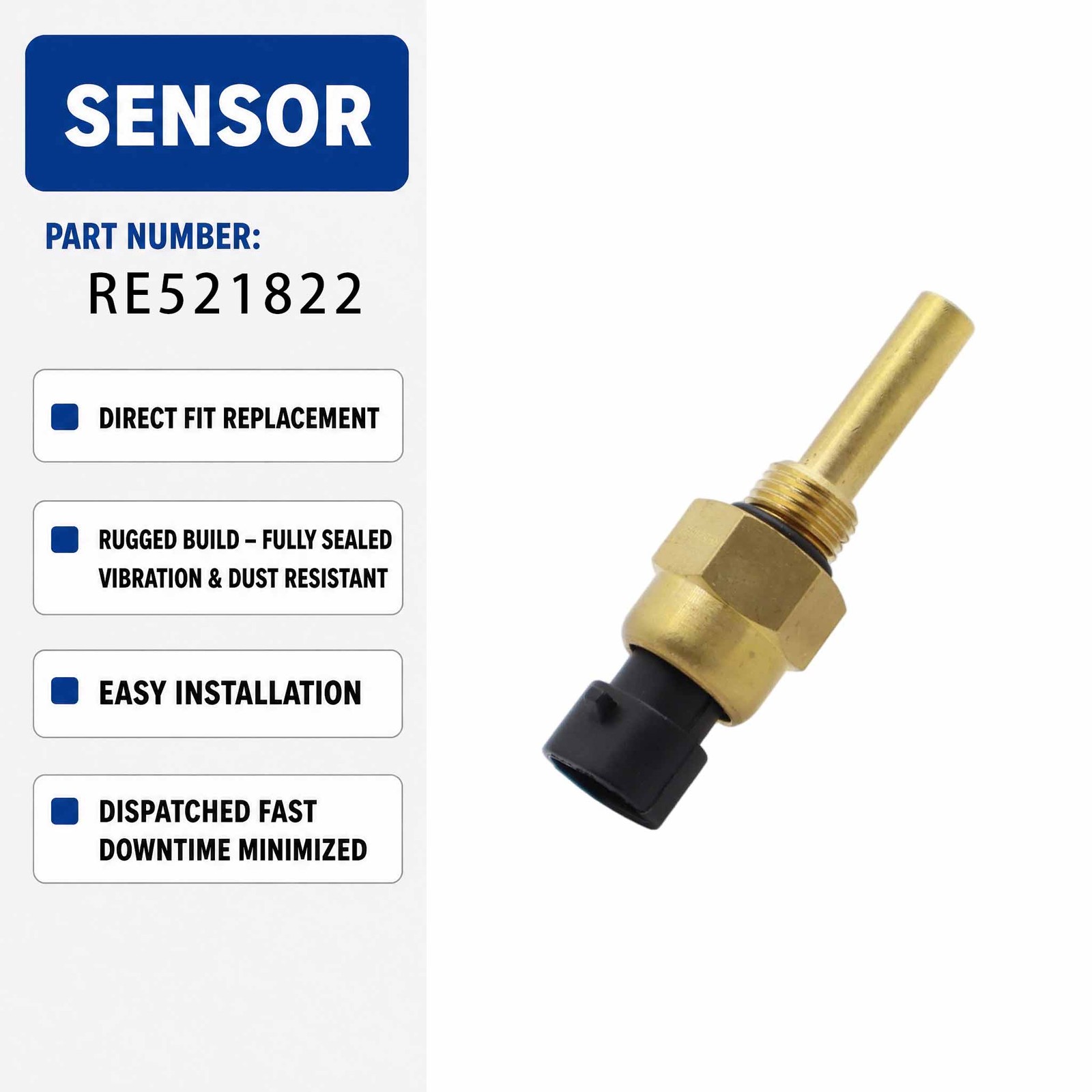 Fuel Temperature Sensor RE521822 For John Deere Engine 6068 4045 3029 Axle 1400