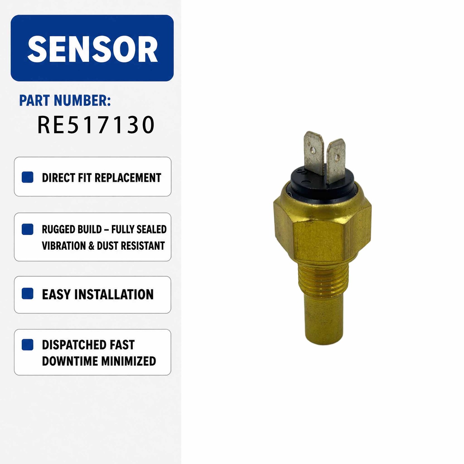 RE517130 Water Temperature Sensor For John Deere engines 3029 4045 6068 5030