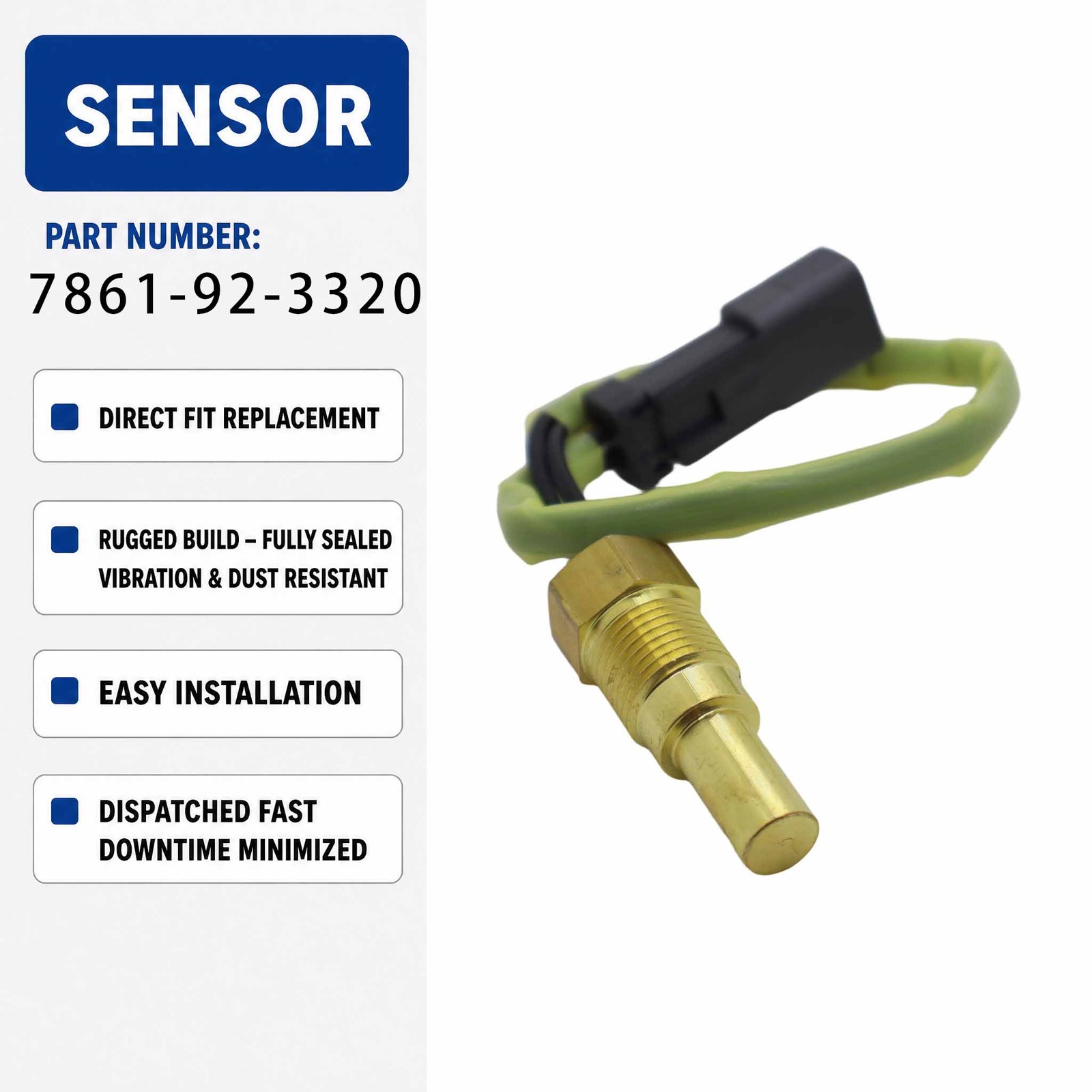 Water Temperature Sensor 7861-92-3320 7861923320 For Komatsu 4D95 6D95 Engine