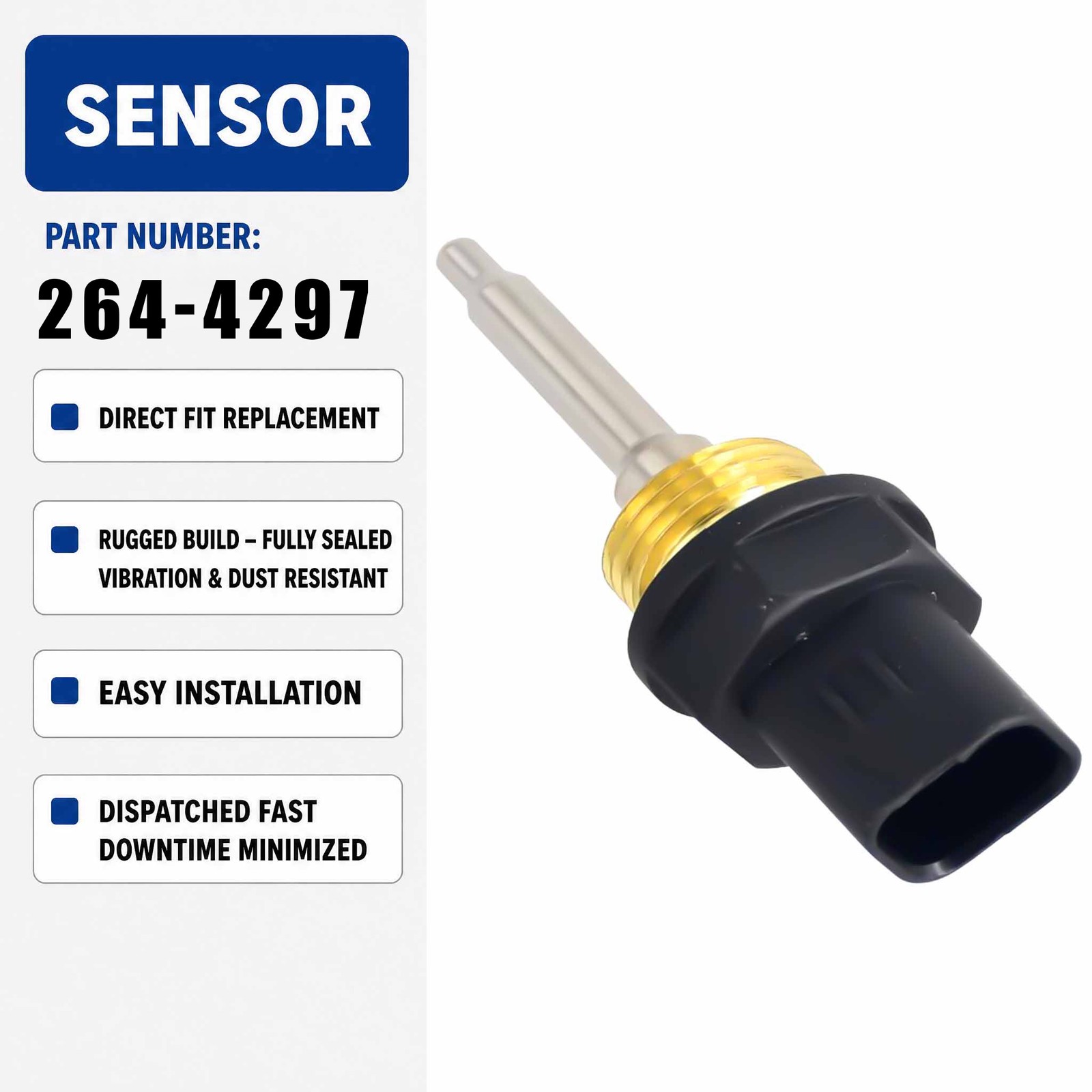 Water Temperature Sensor 264-4297 For Caterpillar CAT 365C 349F LXE 325D FM