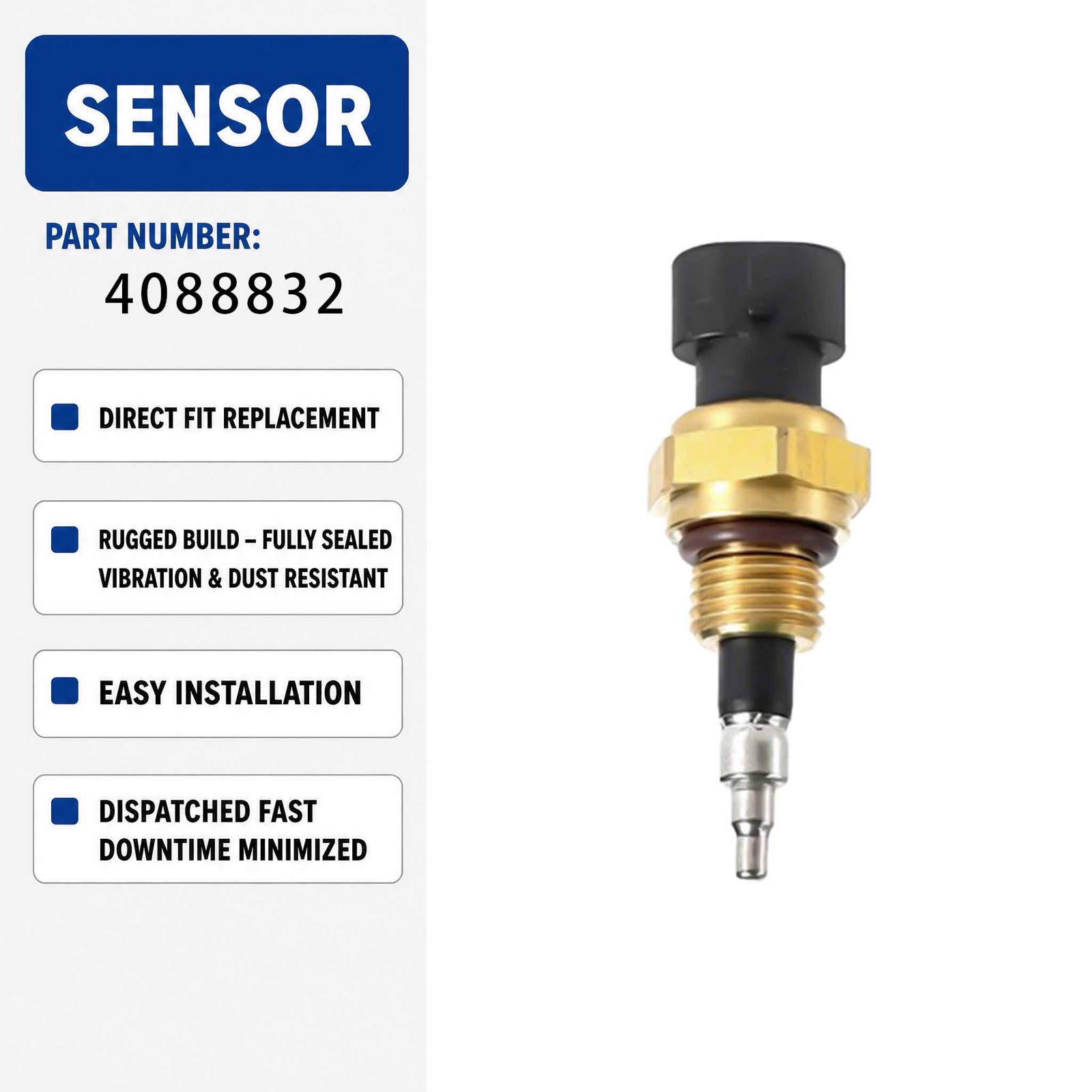 4088832 Water Temperature Sensor For Komatsu PC400-7 PC400-8 Crawler Excavators