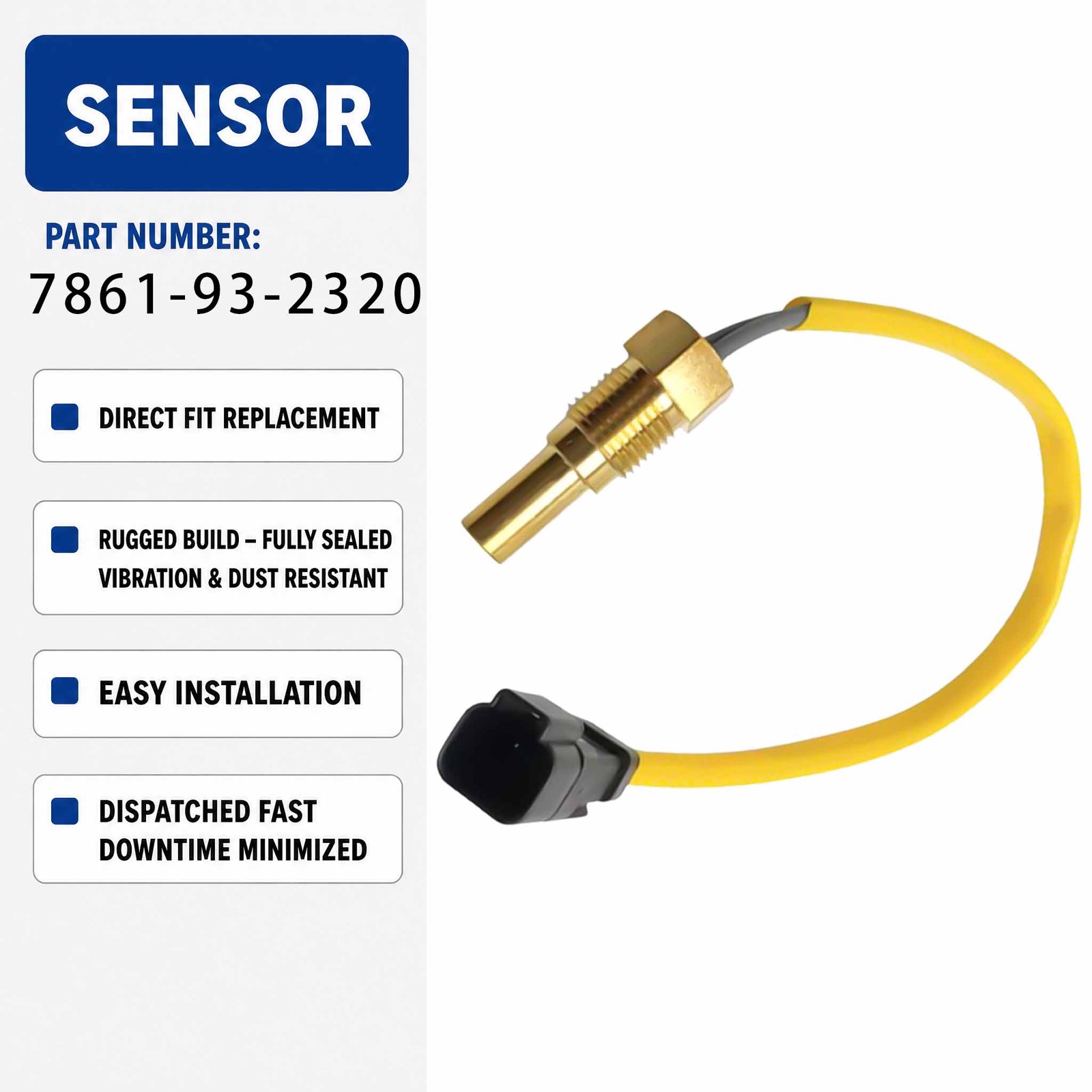 Water Temperature Sensor 7861-93-2320 For Komatsu PC200-7 PC360-7 Crawler