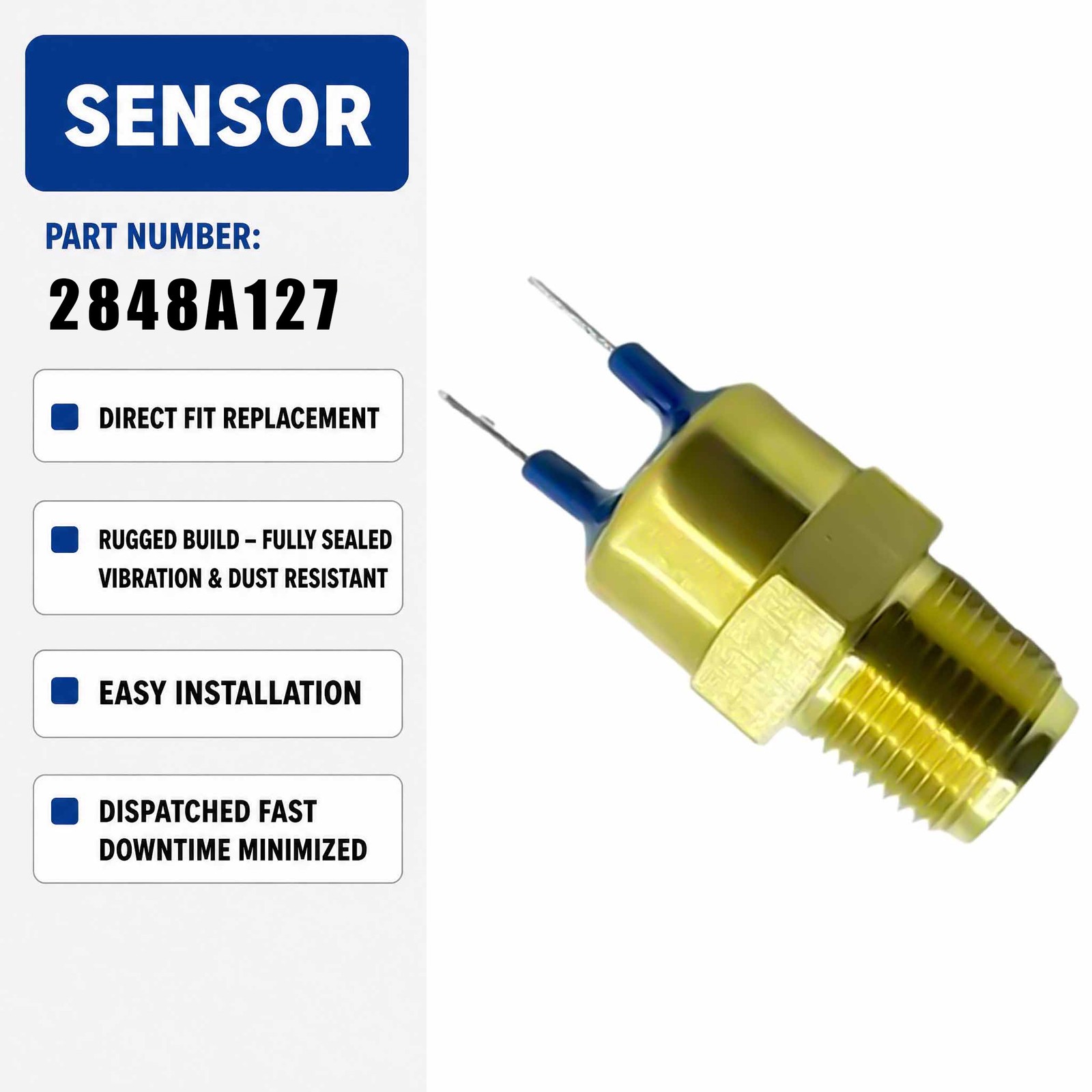 2848A127 Water Temperature Sensor For Caterpillar E320D2 E312D2 Excavators