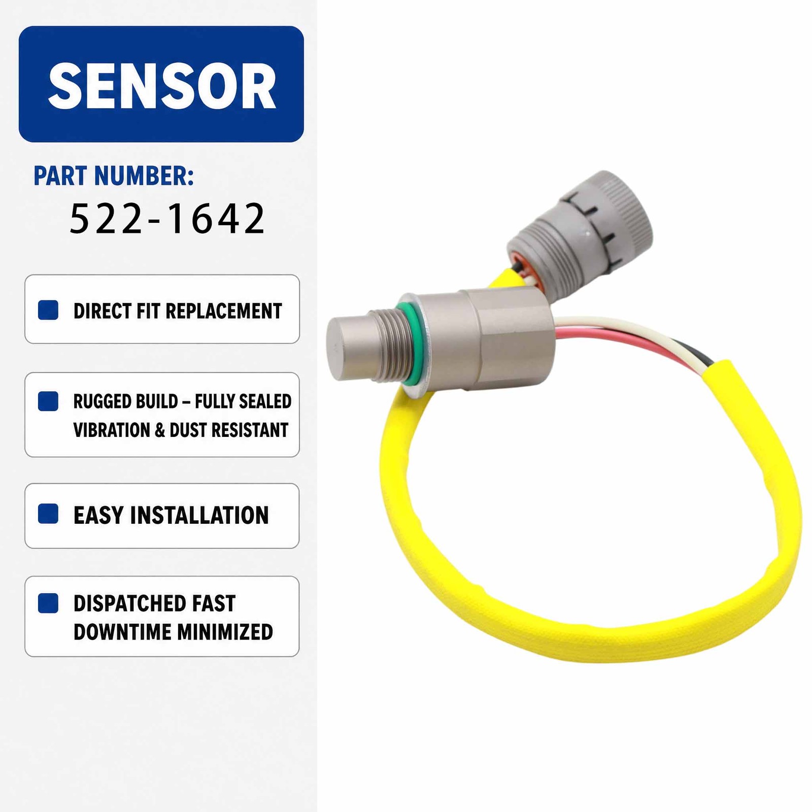 4.5-14 volt DC speed sensor 522-1642 For Caterpillar CAT PMG3516 Power Module