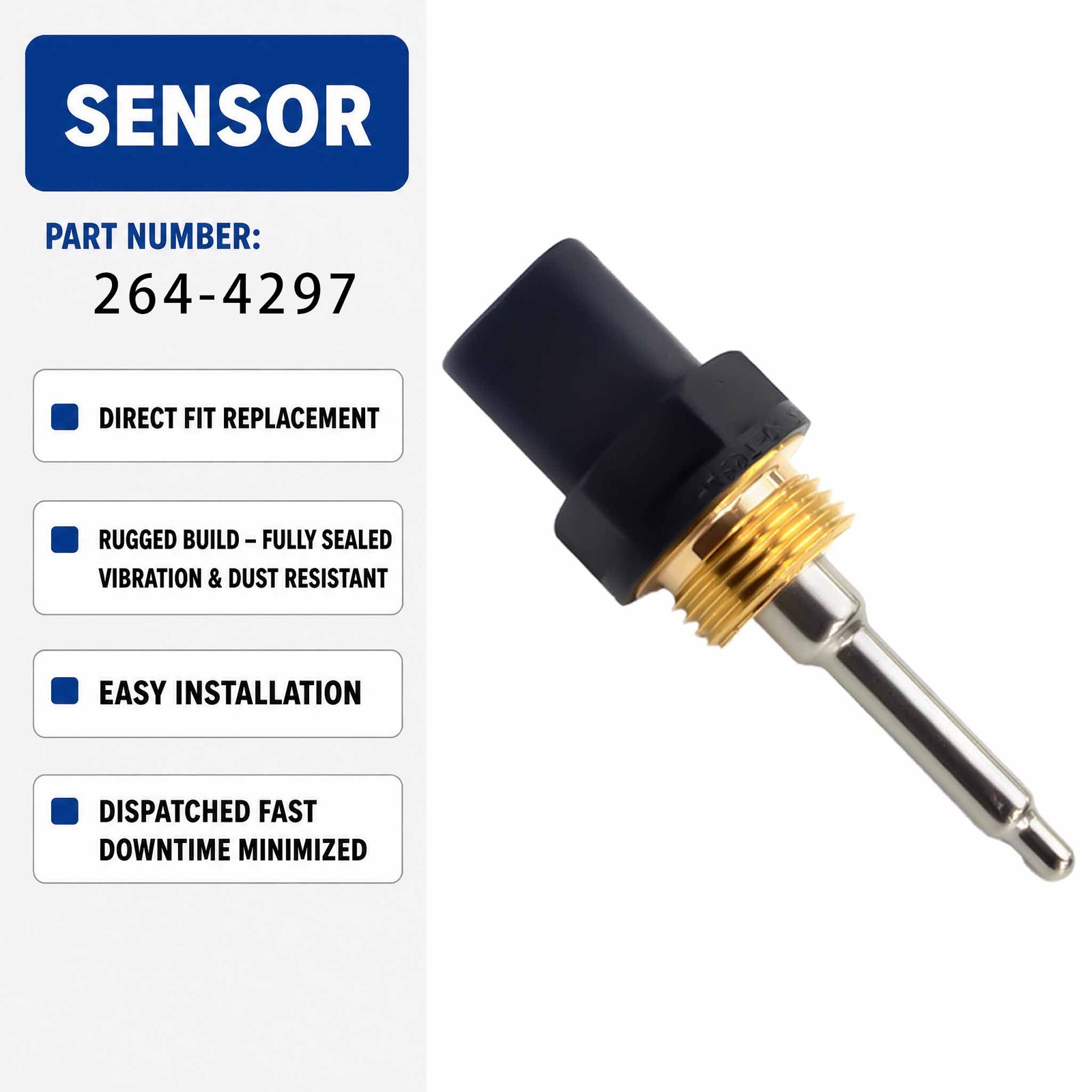 Water Temperature Sensor 264-4297 For Caterpillar CAT TH48-E70 CX35-P800