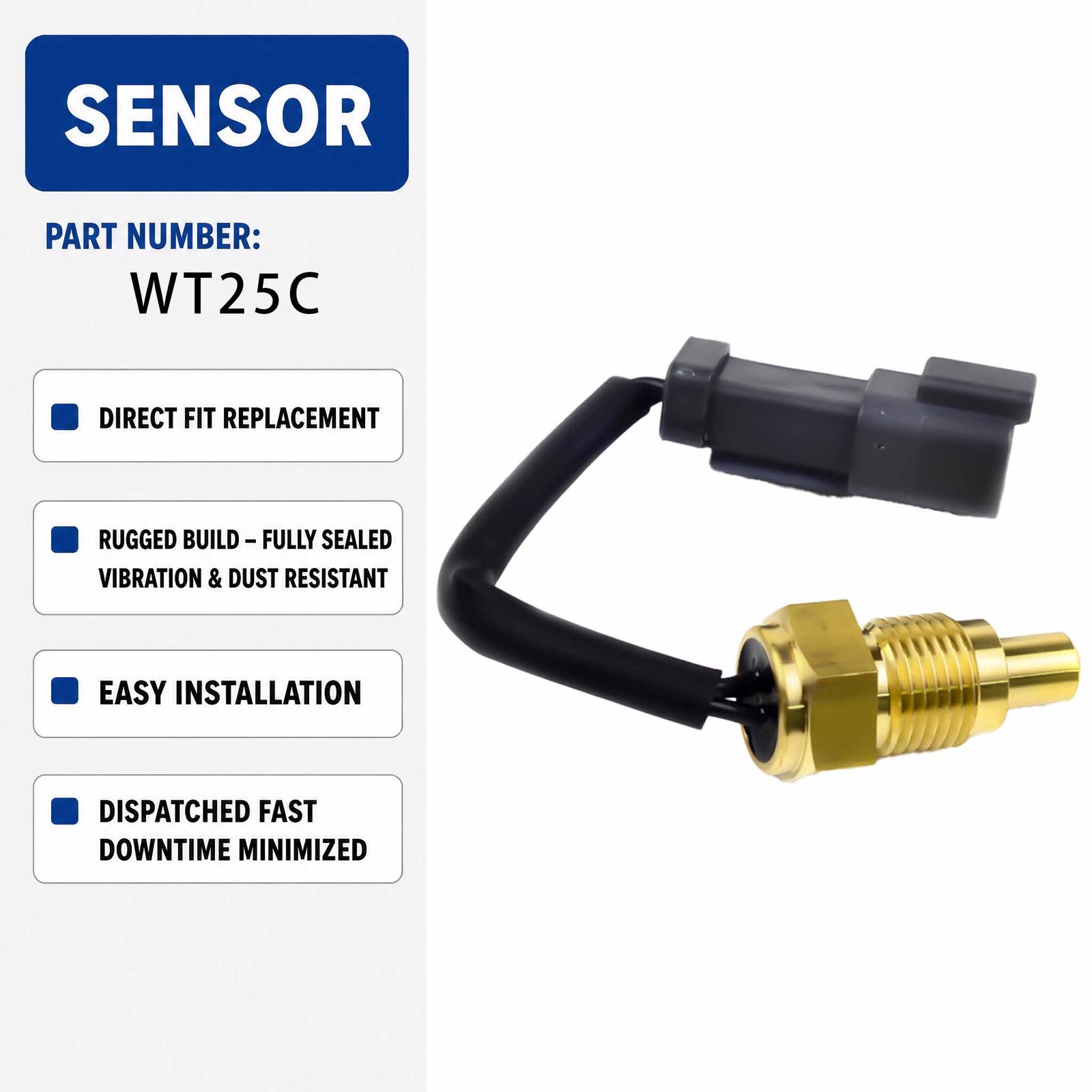 Water Temperature Sensor KZ000091 135-2336 ForCaterpillar E320C E312B E312C