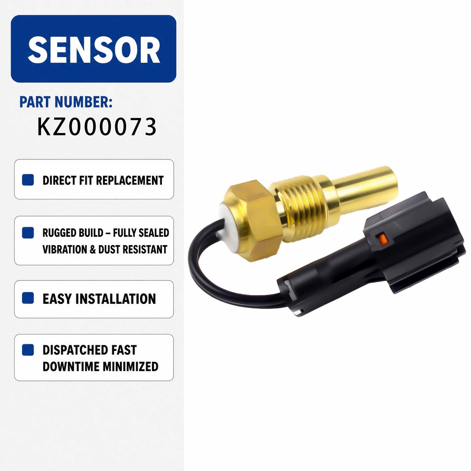Water Temperature Sensor KZ000073 For Kobelco SH200 Excavators