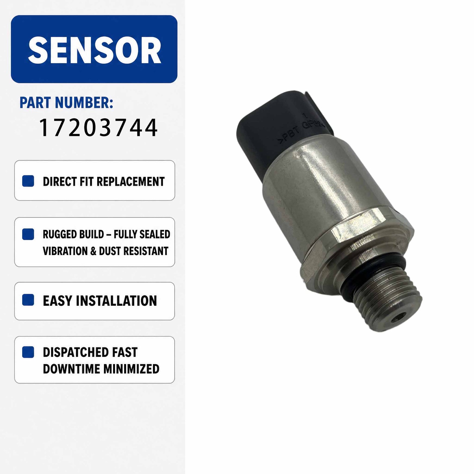 Oil Pressure Sensor VOE17203744 For Volvo DD105 EC140E EC160E EC180E EC220E