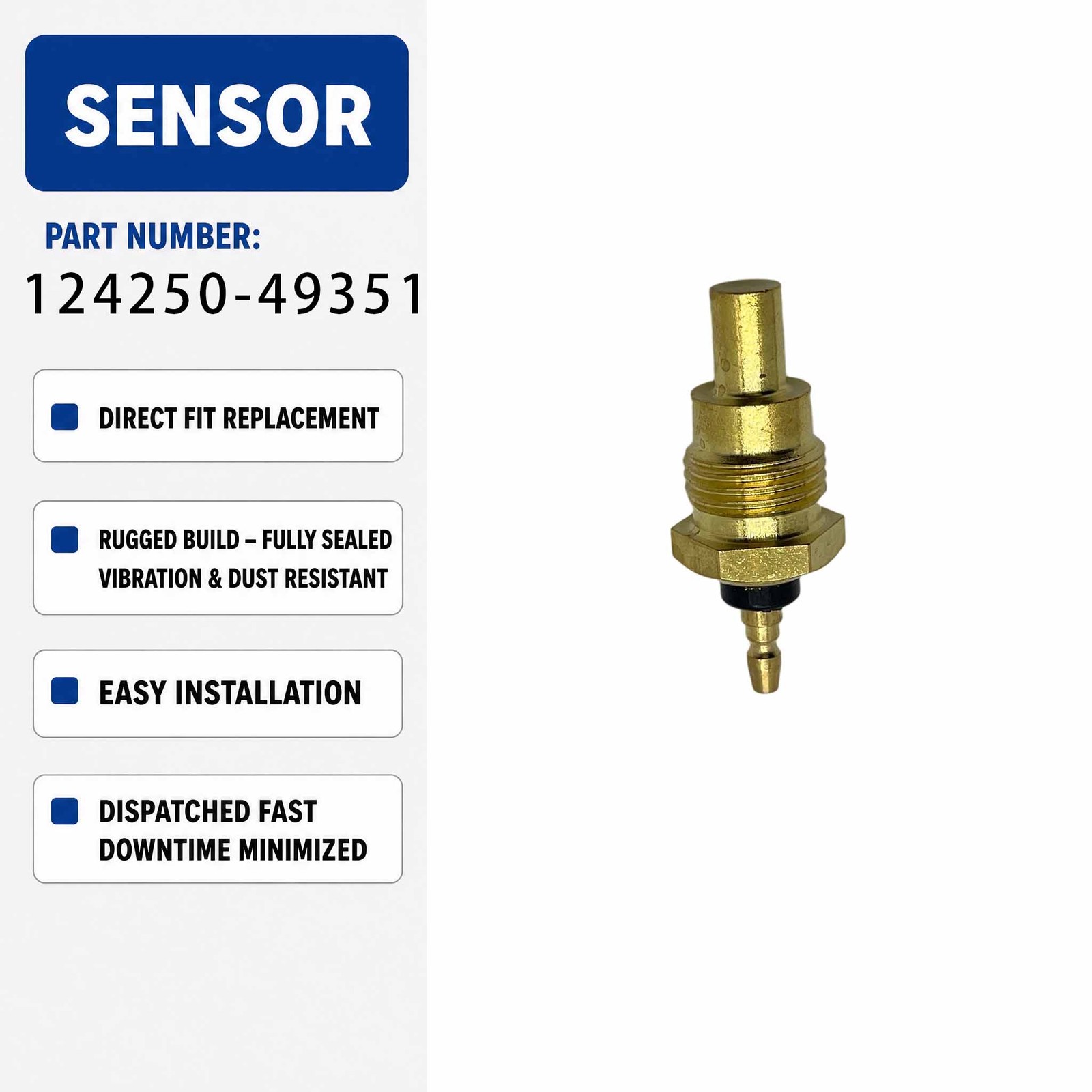 Water Temperature Sensor 124250-49351 For John Deere Lawn and Garden Tractors