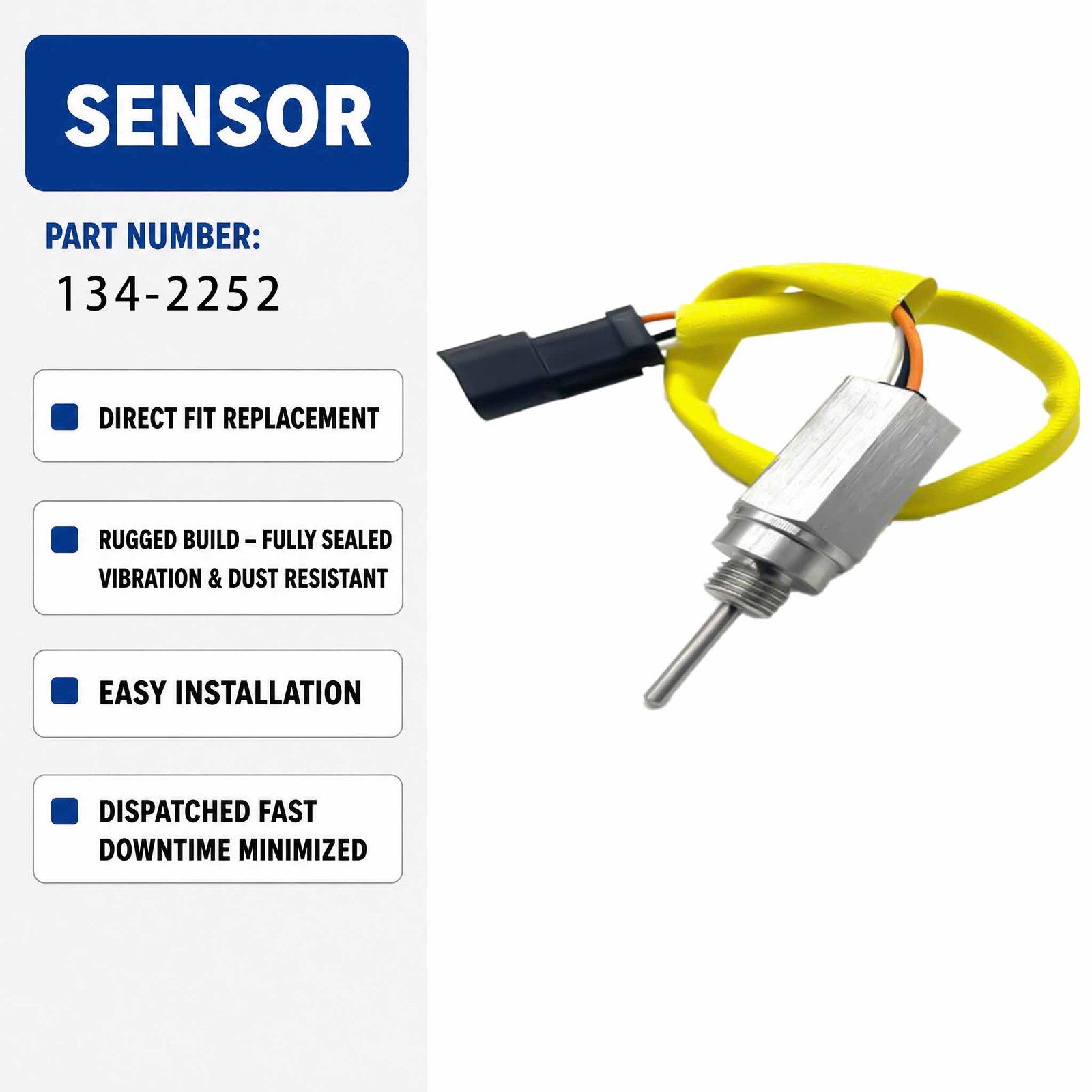 Temperature Sensor 134-2252 HM-A41022 For Caterpillar CAT 990H 972G II 924H