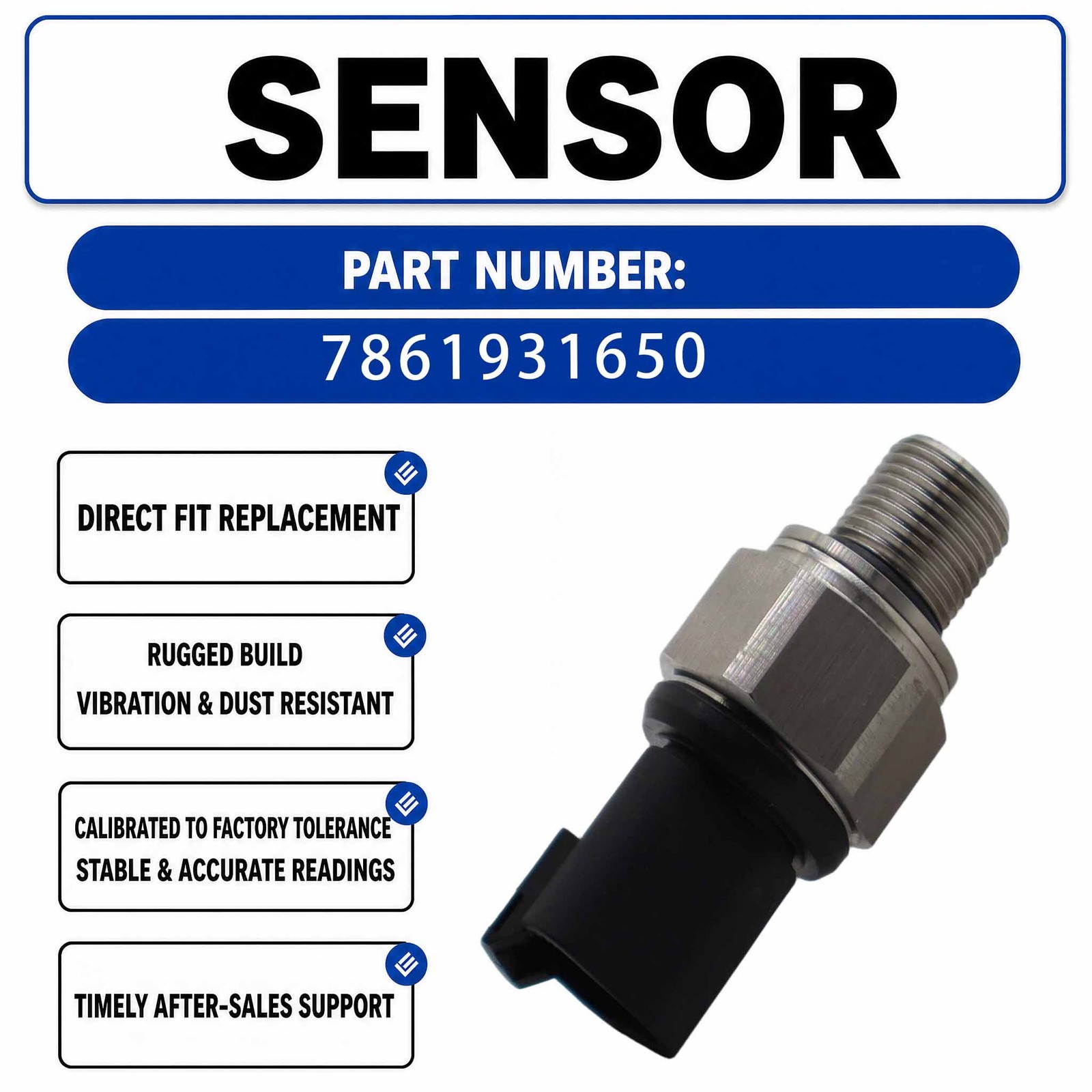High Pressure Sensor 7861-93-1651 7861931650 For Komatsu Excavator PC200-7