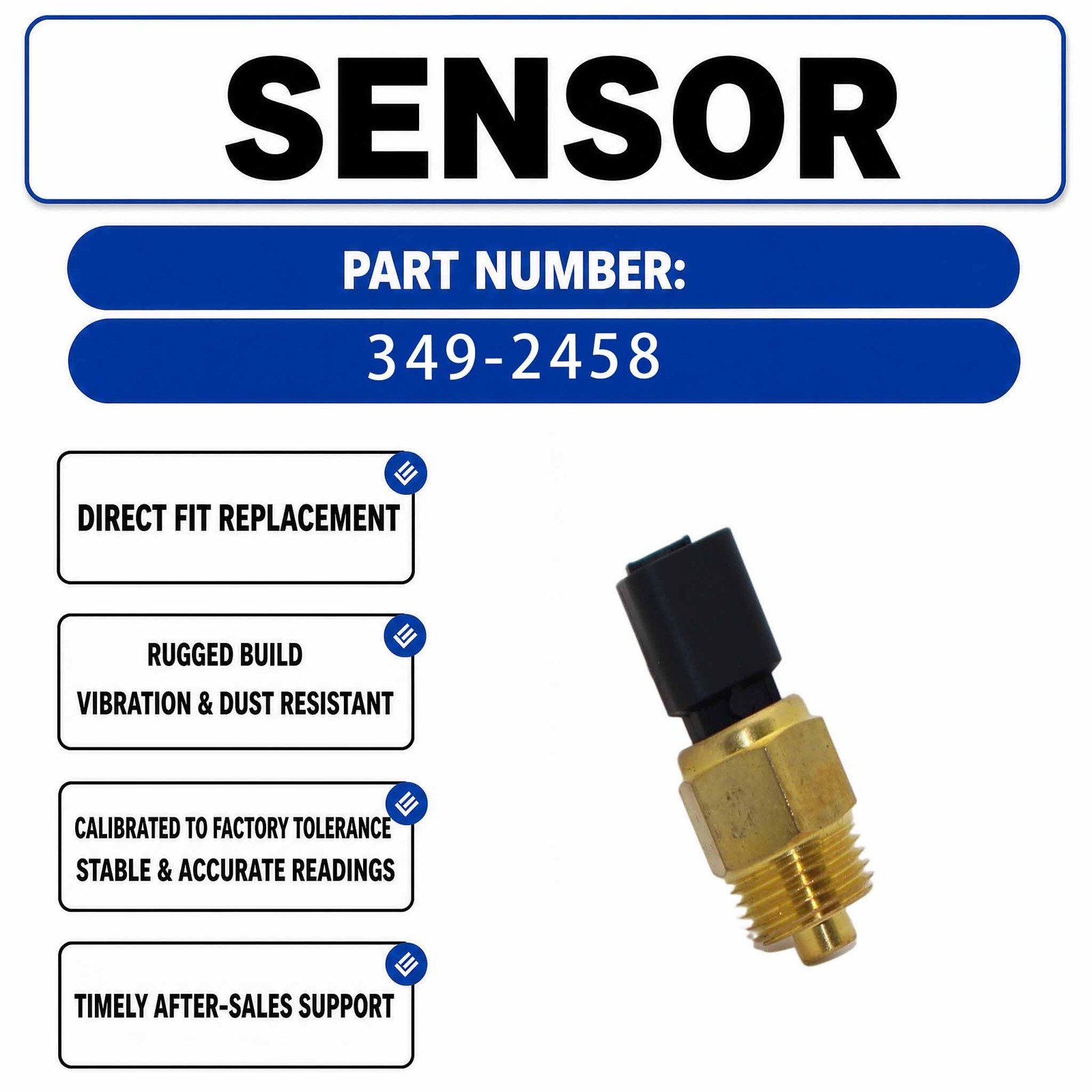 349-2458 10000-45277 Water Temperature Sensor For Excavator Parts 1106 1103
