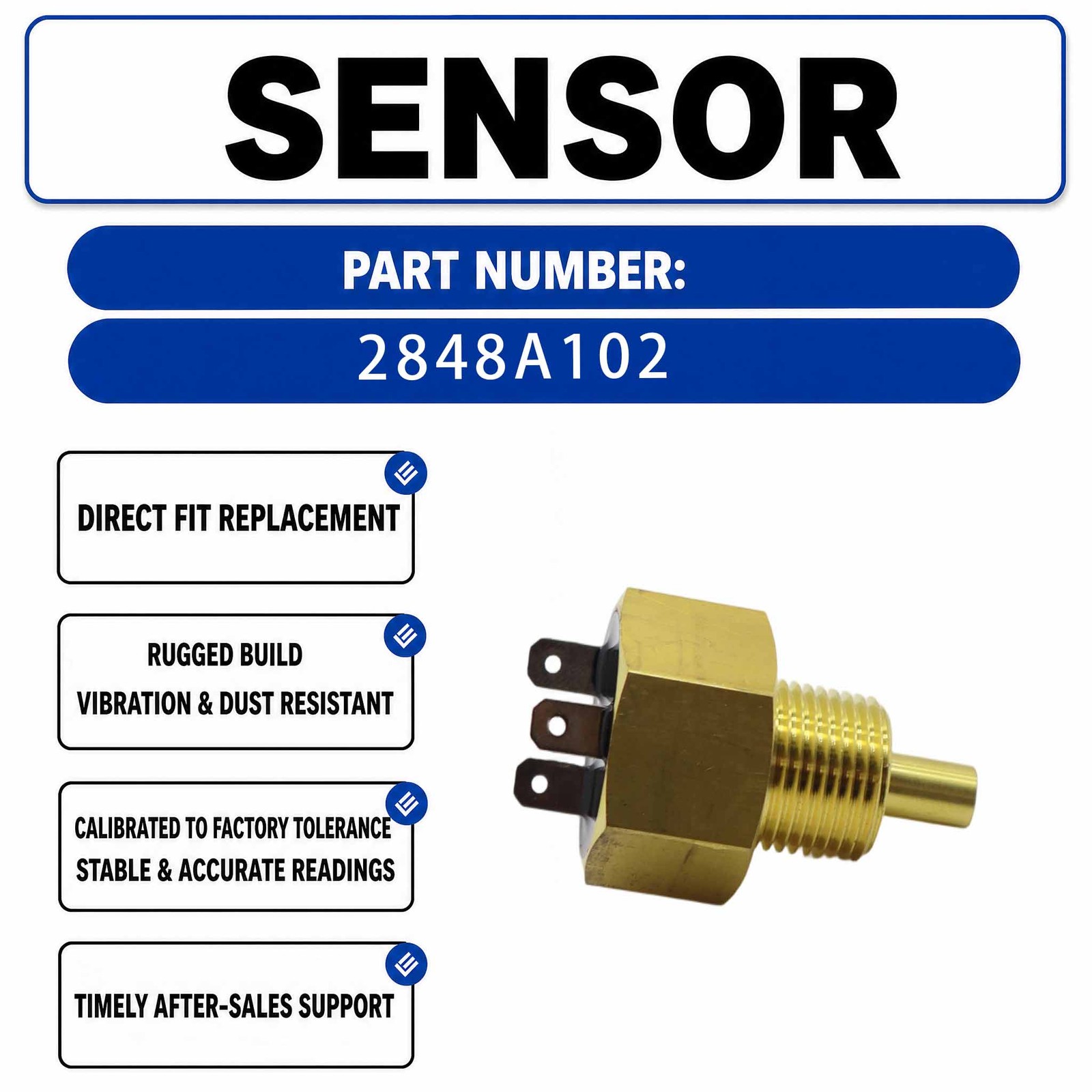 2848-A102 Water Temperature Sensor For Perkins Engine 1004-4 1004-4T 1004-40S