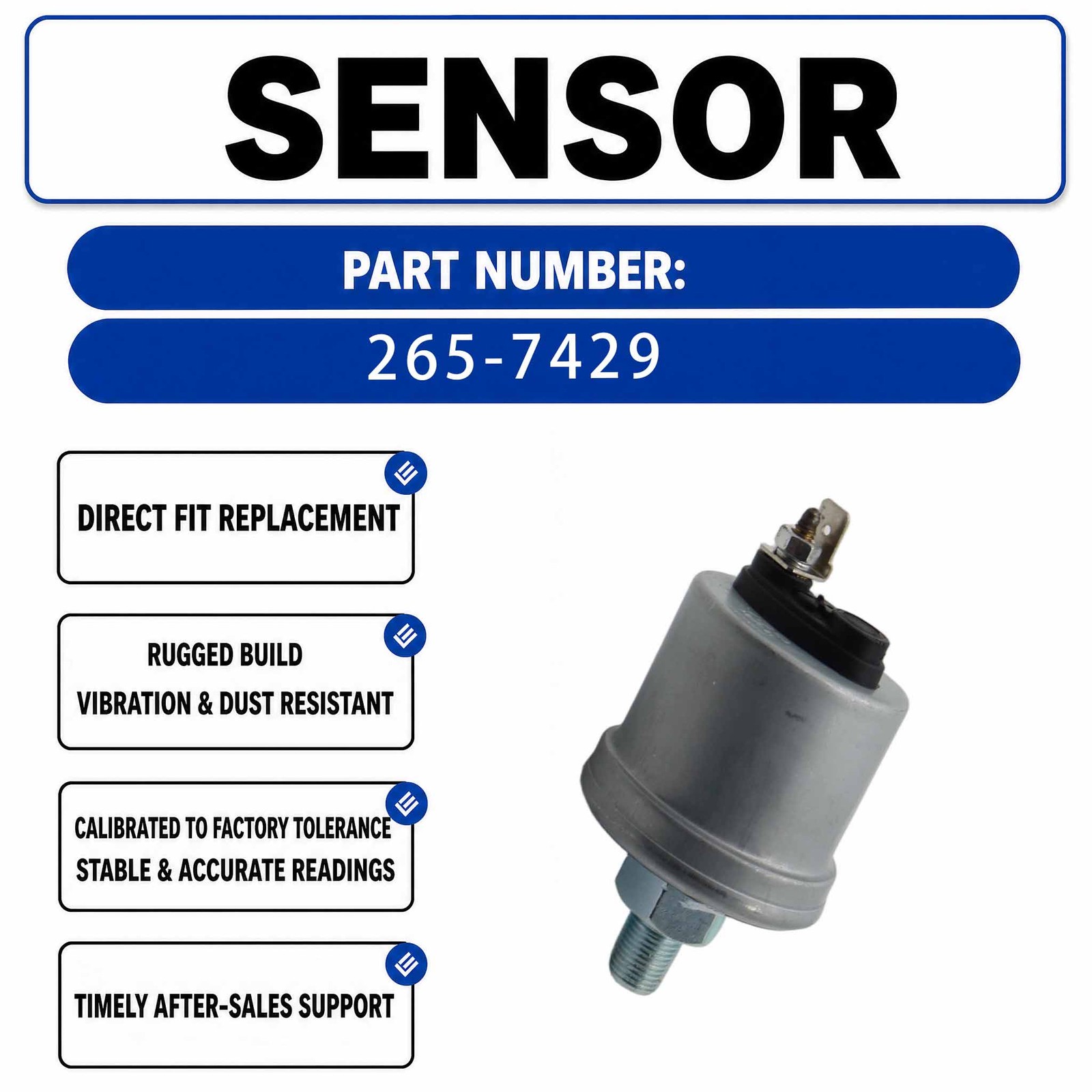 265-7429 74.5 mm Long Brass Pressure Transmitter For Caterpillar CAT 3406C