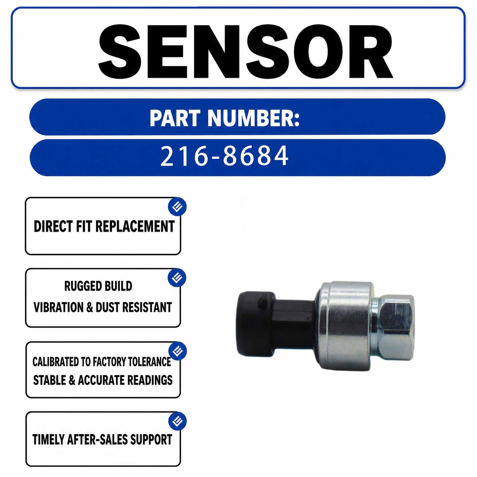 844 kPa brass pressure sensor 216-8684 For Caterpillar CAT 3516 3512 3508