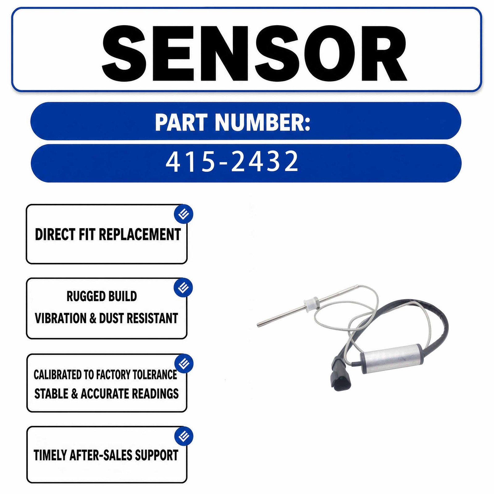 415-2432 Temperature Sensor Assembly For Caterpillar CAT TH48-E70 C18 Petroleum