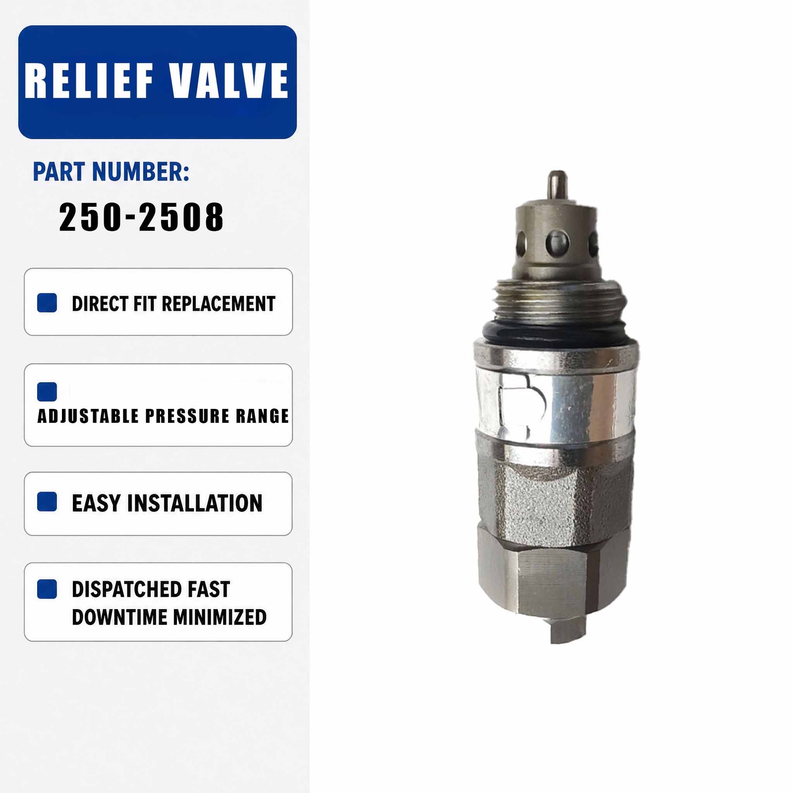 250-2508 KZ000752 Relief Valve For Caterpillar CAT E320 E322 E325L E315 E330
