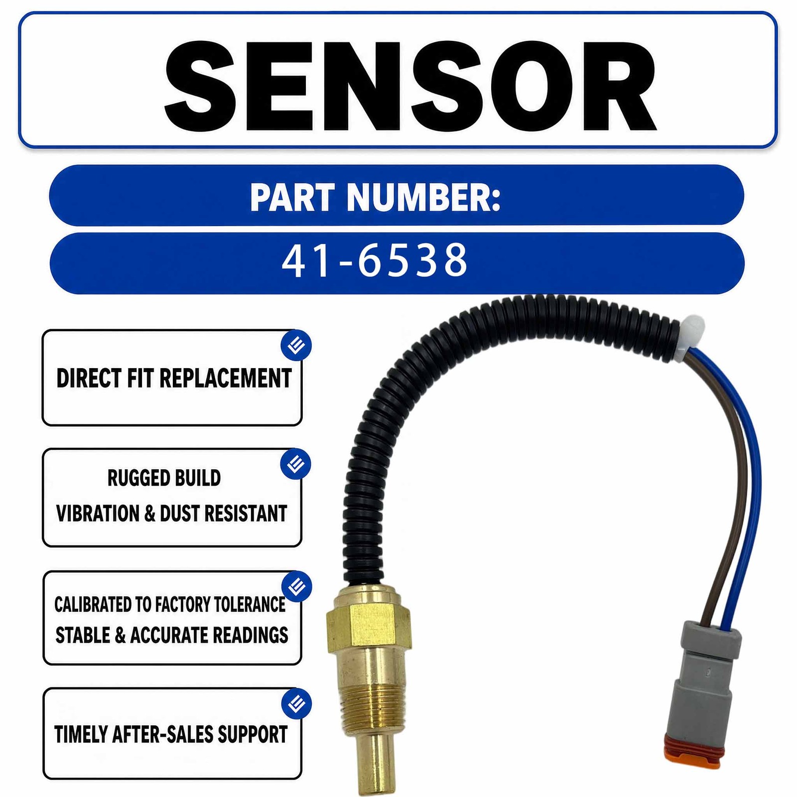 41-6538 Water Temperature Sensor For Yanmar TK 370, 374, 376, 395, 482, 486