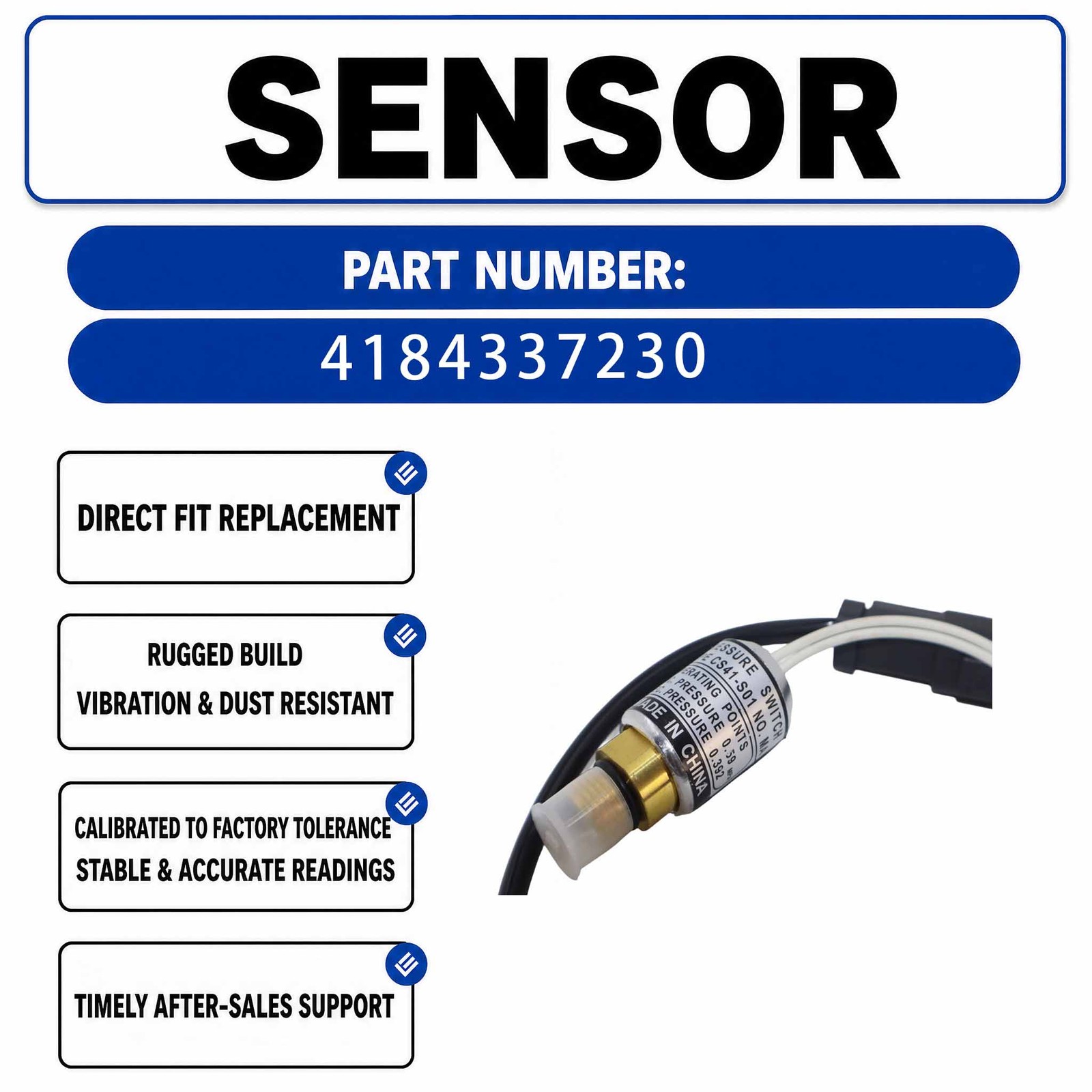 418-43-37230 4184337230 Pressure Switch Sensor For Komatsu GD555 GD655 GD675