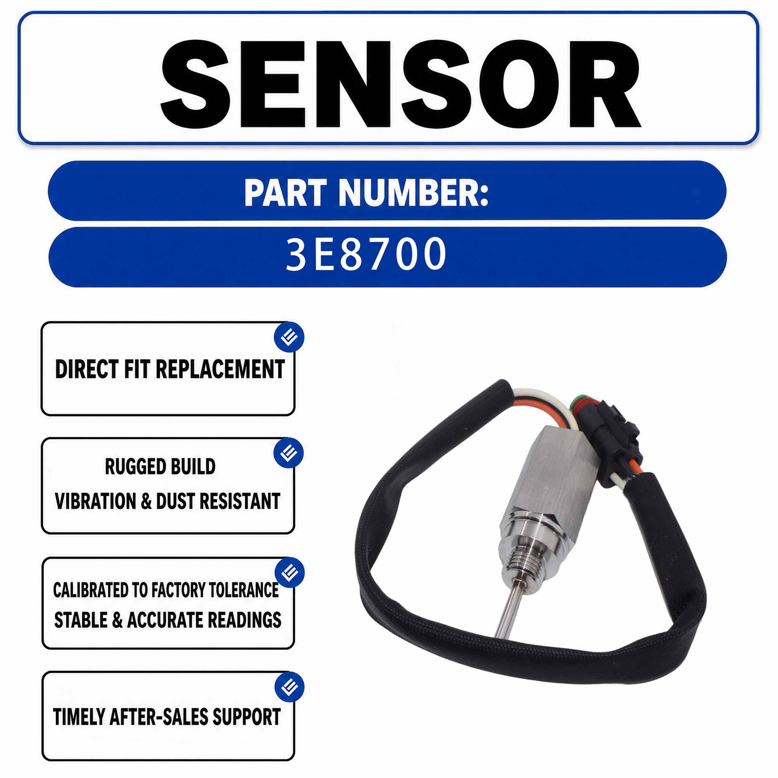 Temperature Sender 3E8700 For Caterpillar CAT TH48-E80 3512C 3512B TH48-E80