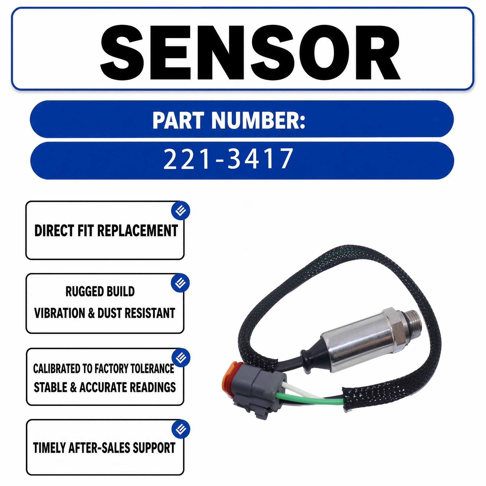 Pressure Sensor 221-3417 2213417 For Caterpillar CAT 545C 535C 525C Wheeled
