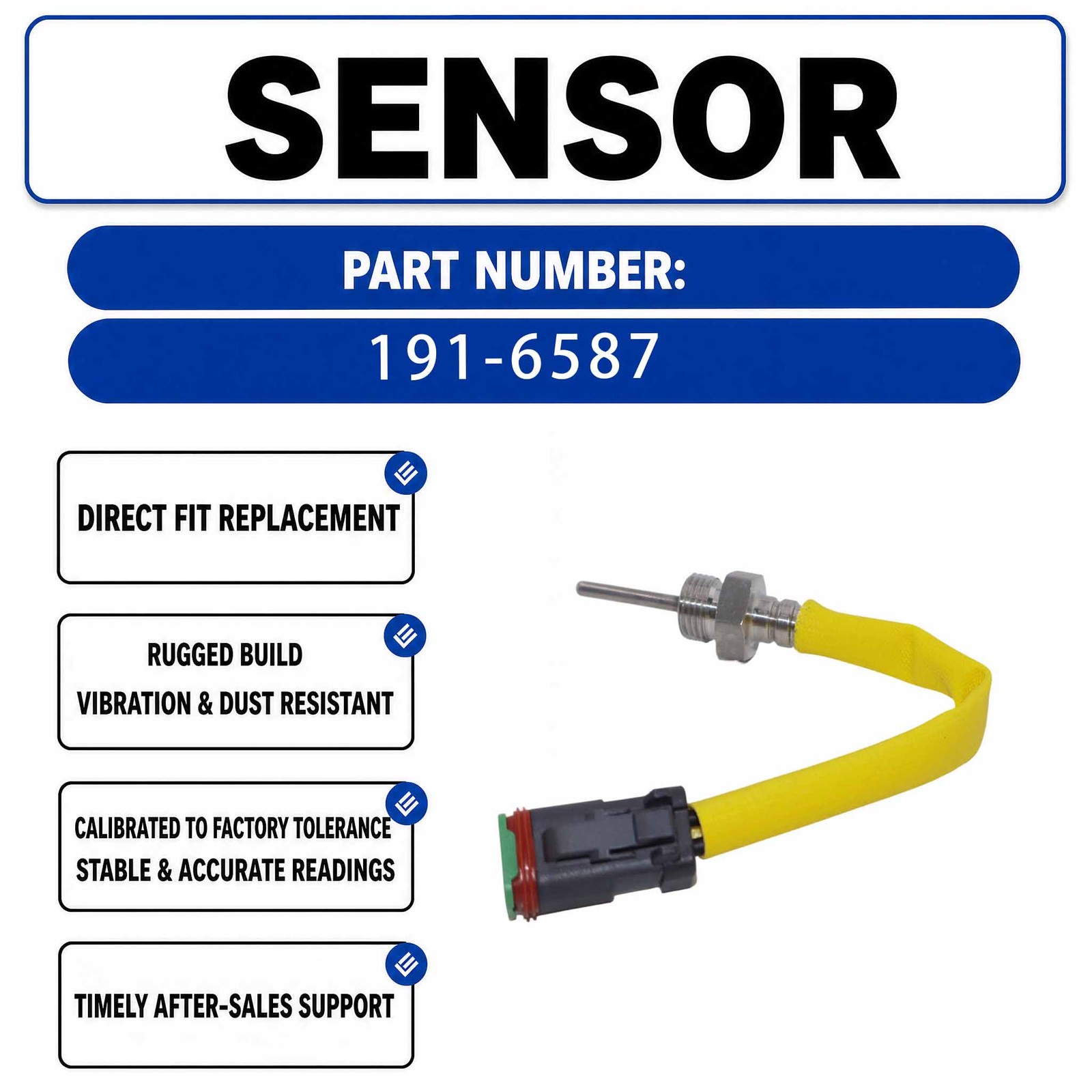 2-Pin Temperature Sensor 191-6587 1916587 For Caterpillar CAT M325C MH Wheeled