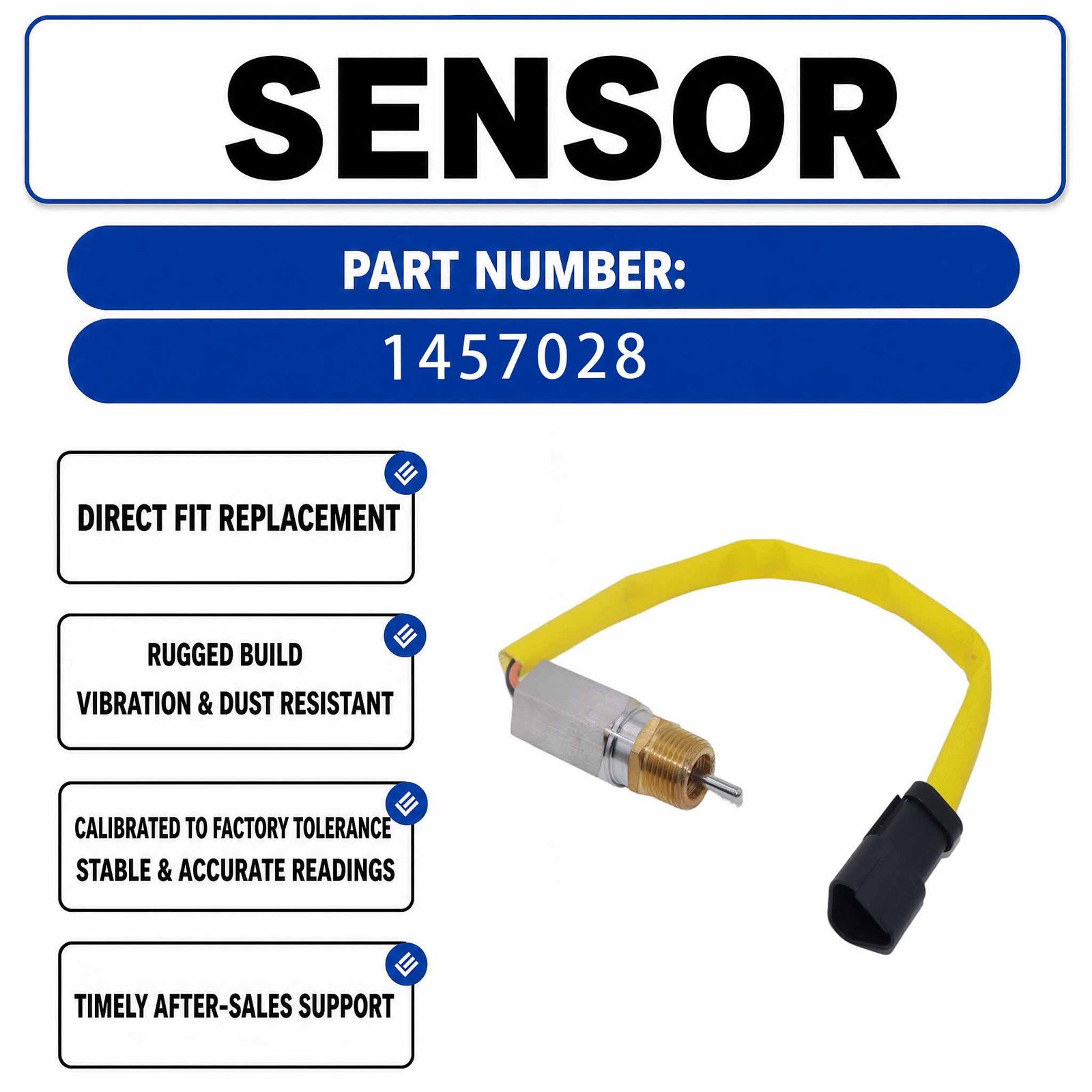 2-pin Temperature Sensor 145-7028 1457028 For Caterpillar CAT 972H 966 GC 950G