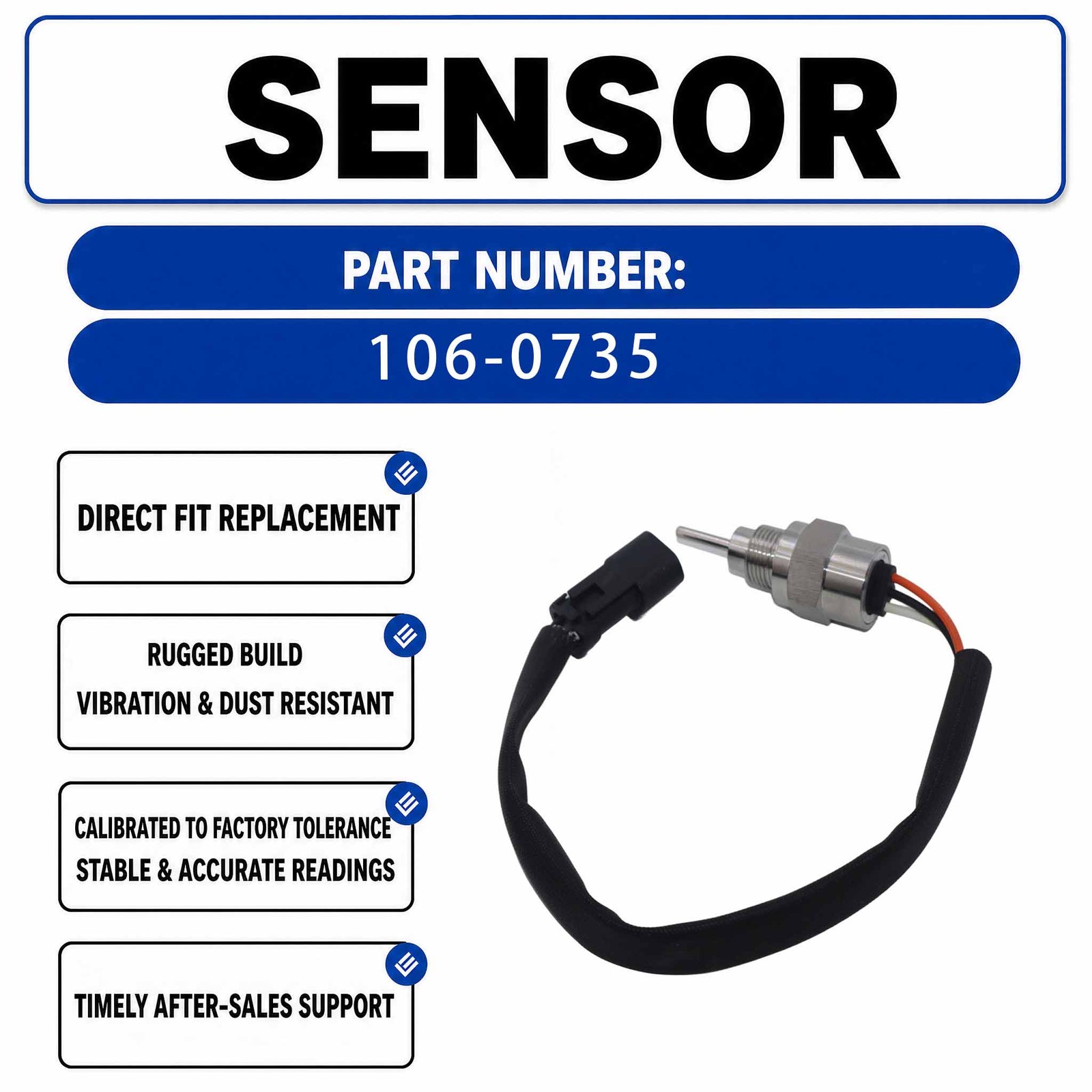 Temperature Sensor 106-0735 1060735 For Caterpillar CAT XQ35 C32 MARINE G3516J