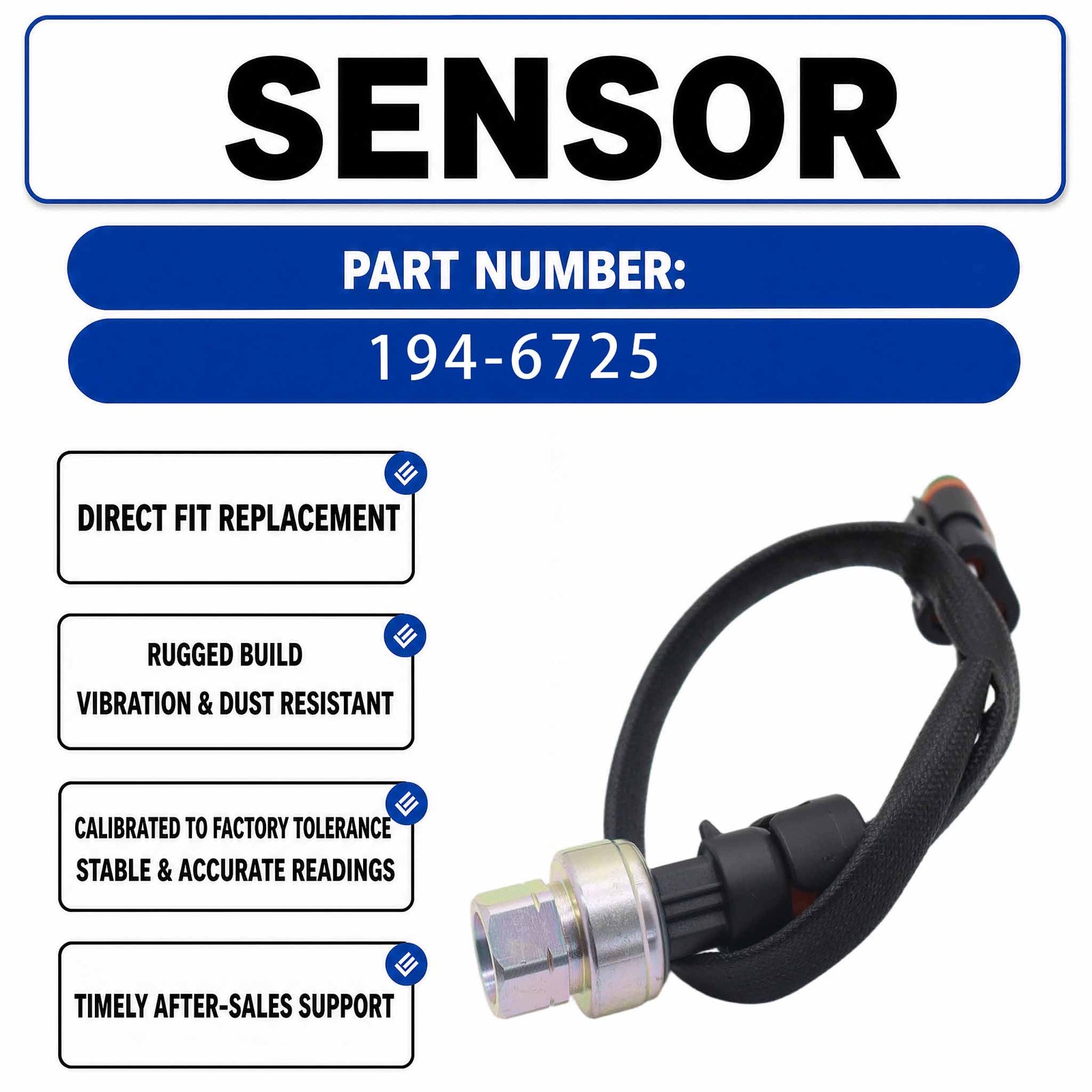 1135 kPa steel pressure sensor 194-6725 For Caterpillar CAT 330D L 329D L 385C