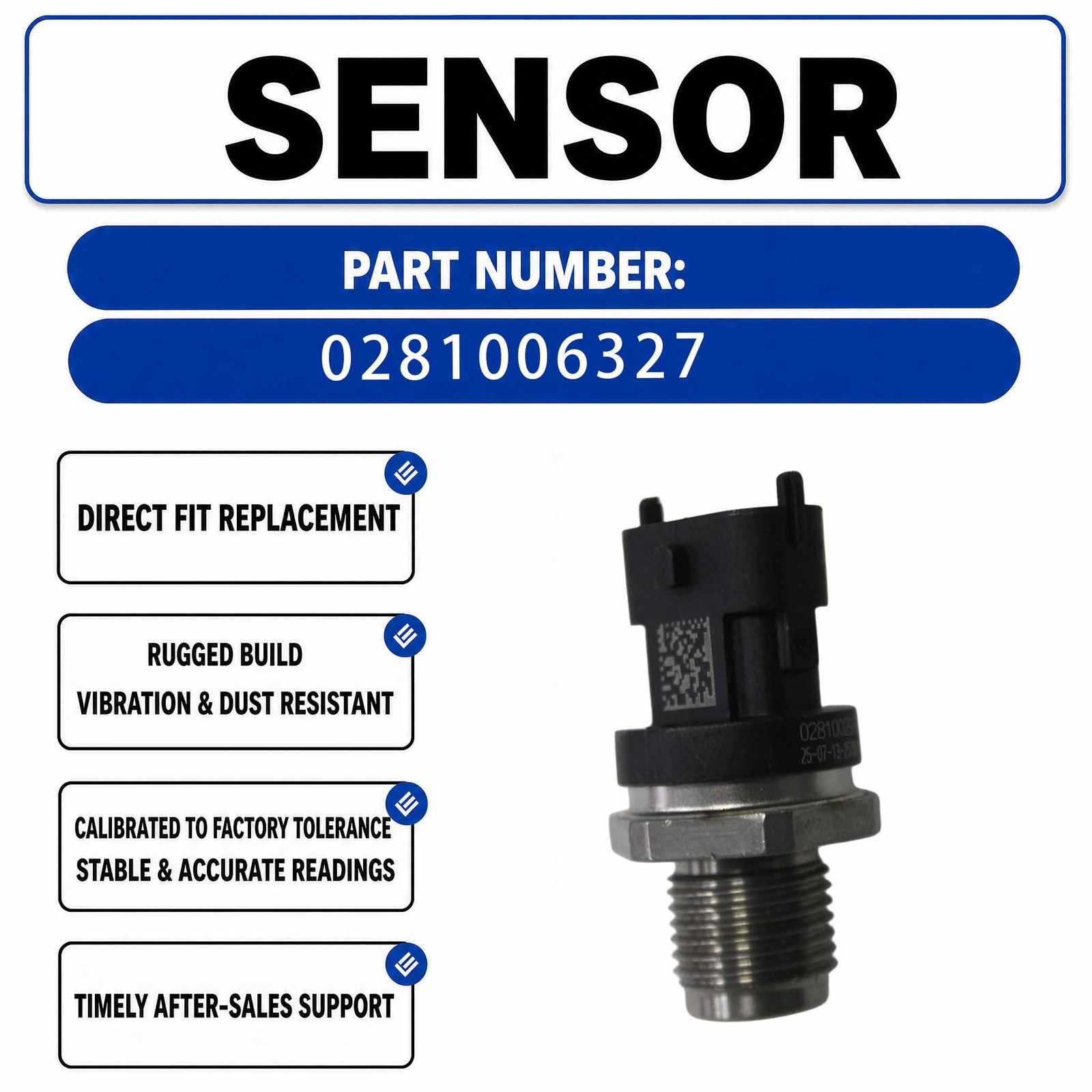 Fuel Rail Pressure Sensor 0281006327 5297640 For Dodge Ram 3500 6.7L Cummins