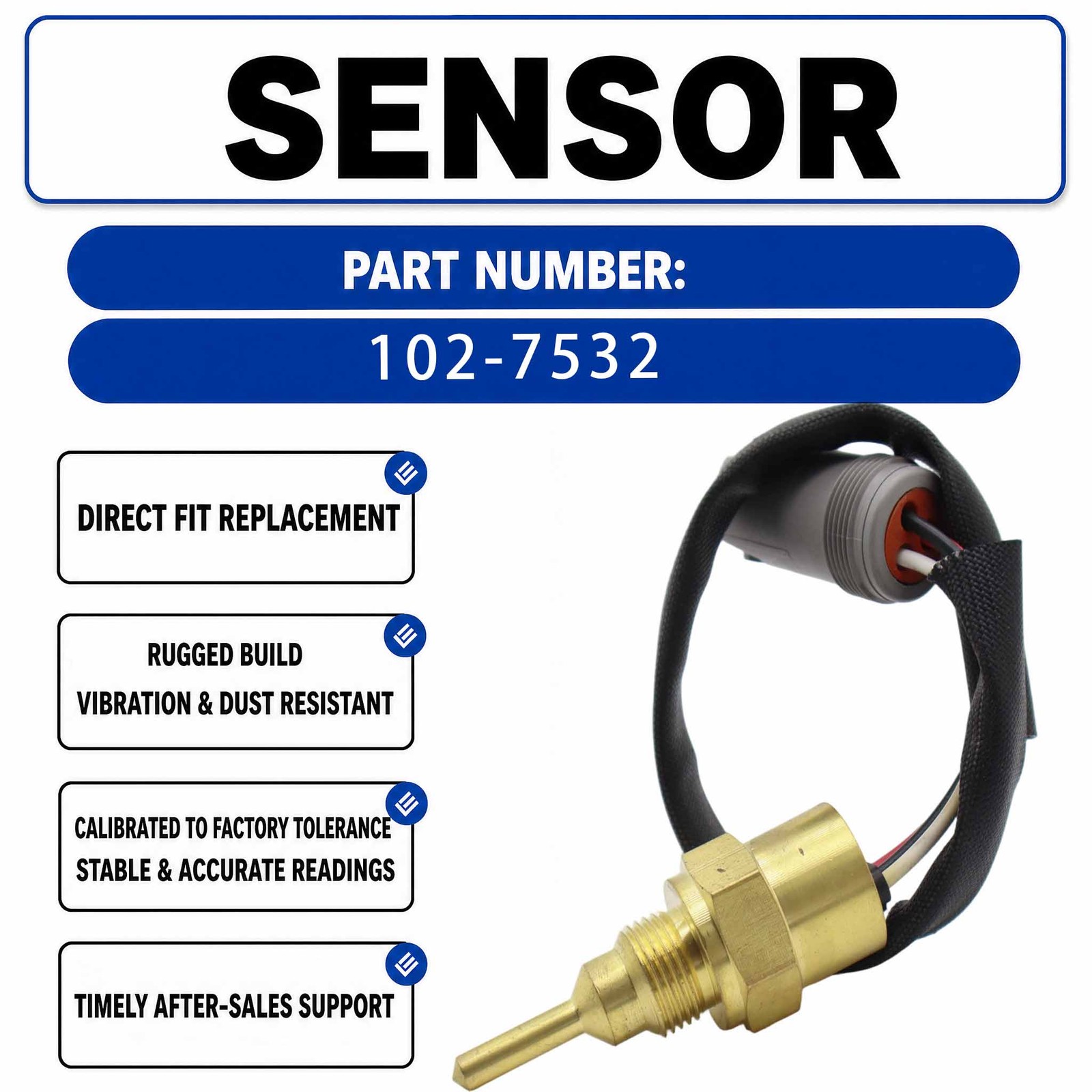 102-7532 Temperature sensor For Caterpillar CAT 3512C 3516C 3512B 3508B 3508C