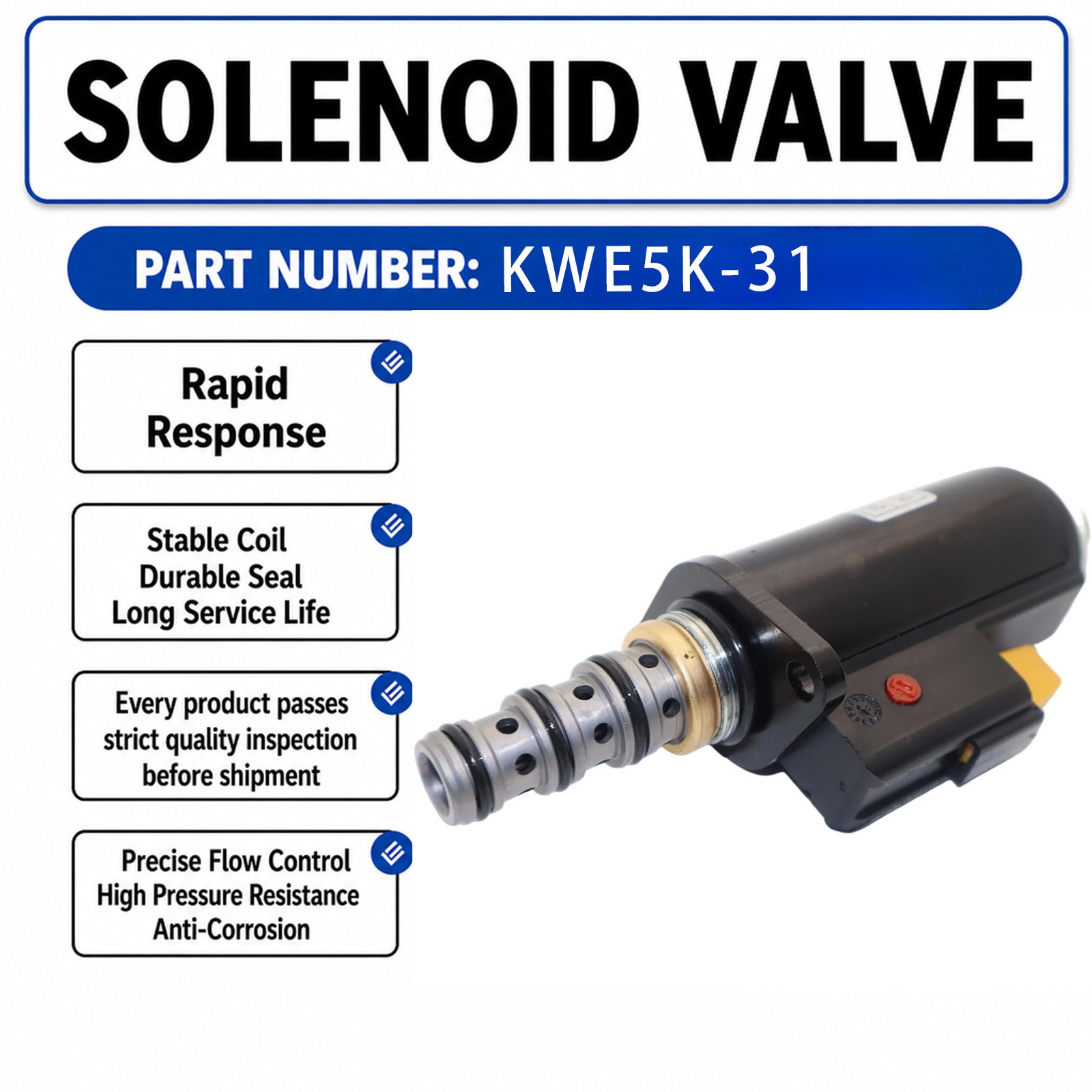 24V Solenoid Valve KWE5K-31/G24DB30 For Caterpillar CAT 336D2 GC Excavator