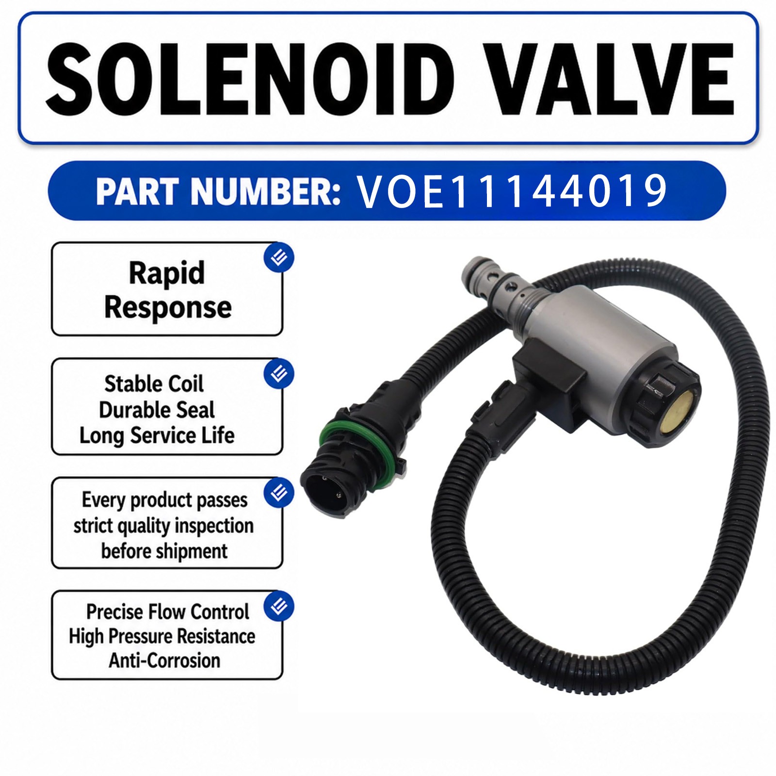 24V Solenoid Valve VOE11144019 For Volvo L90E L110E L120E L150E L180E L220D