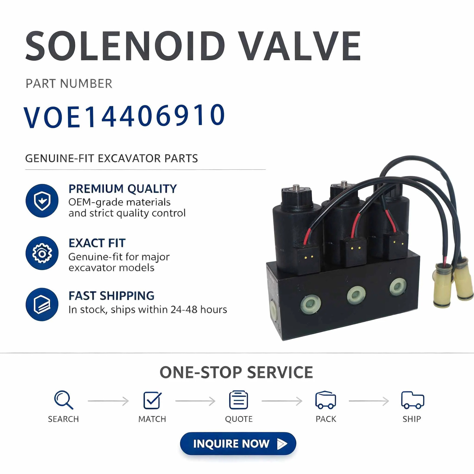 VOE14406910 Solenoid Valve for Volvo EC135B EC140B EC160B EC180B EC210B EC240B