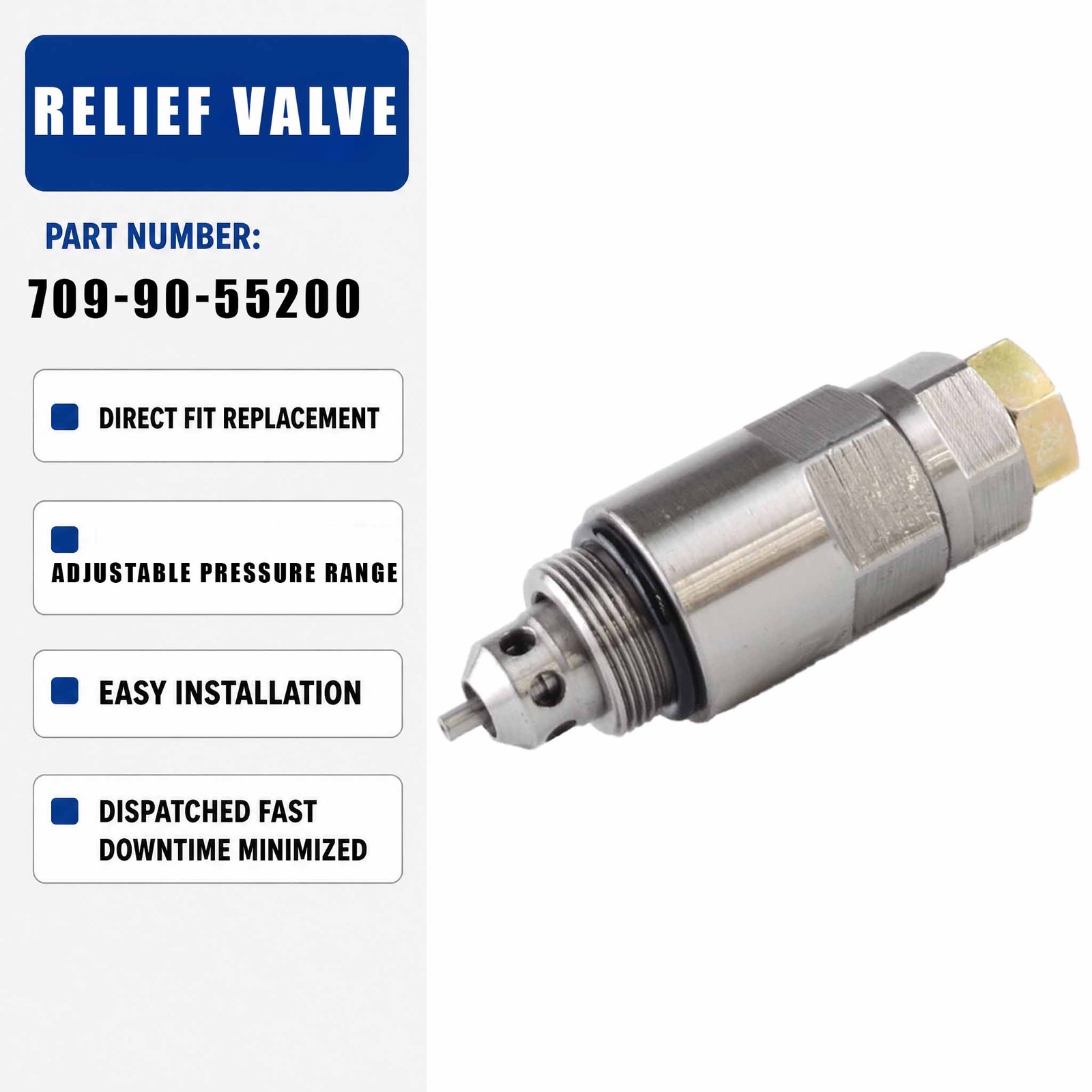 709-90-55200 709-90-74302 Relief Valve For Komatsu PC200-5 PC200-6 PC200-7