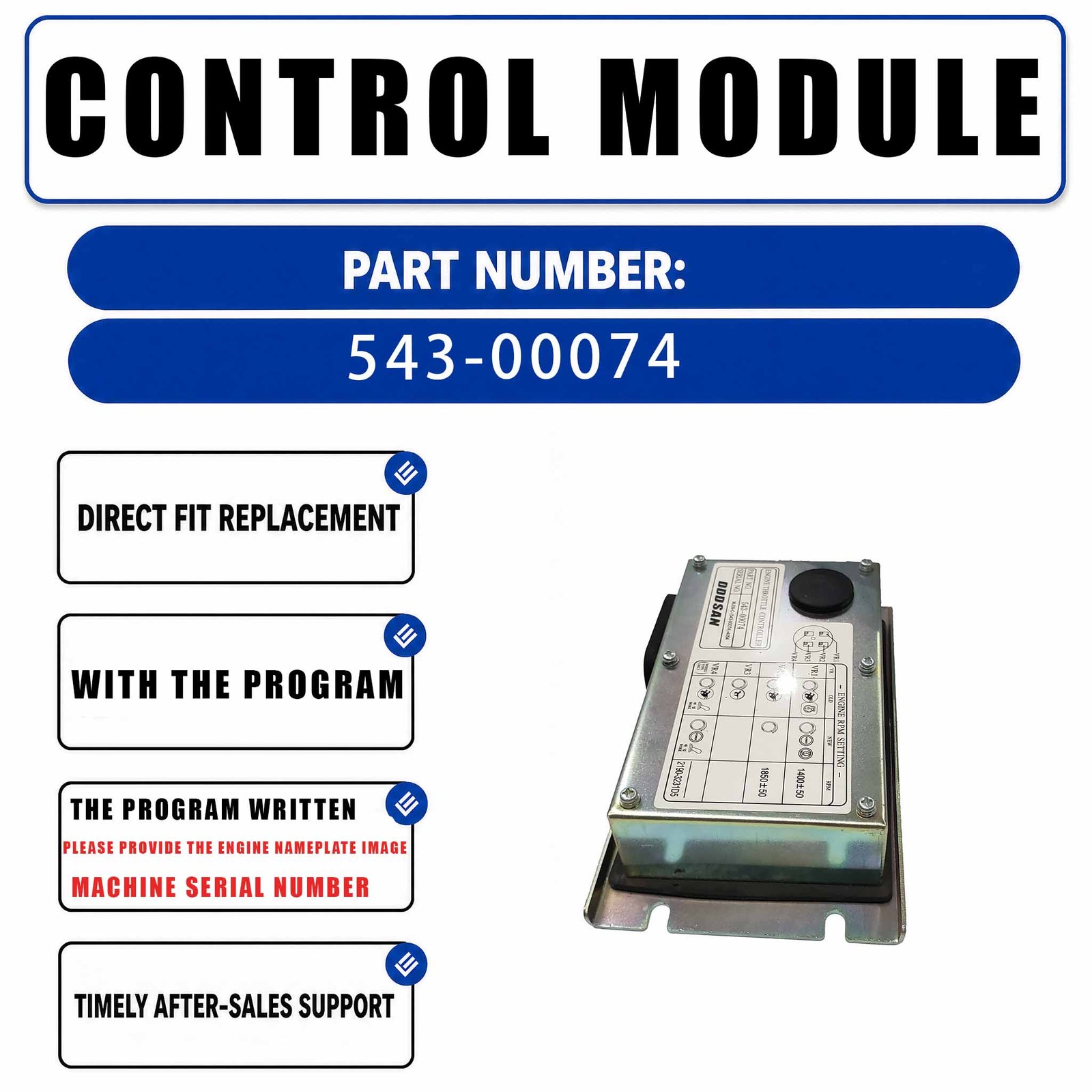 543-00074 Excavator ECU Controller For Doosan Excavator DH-7 DH220-5 DX225LC