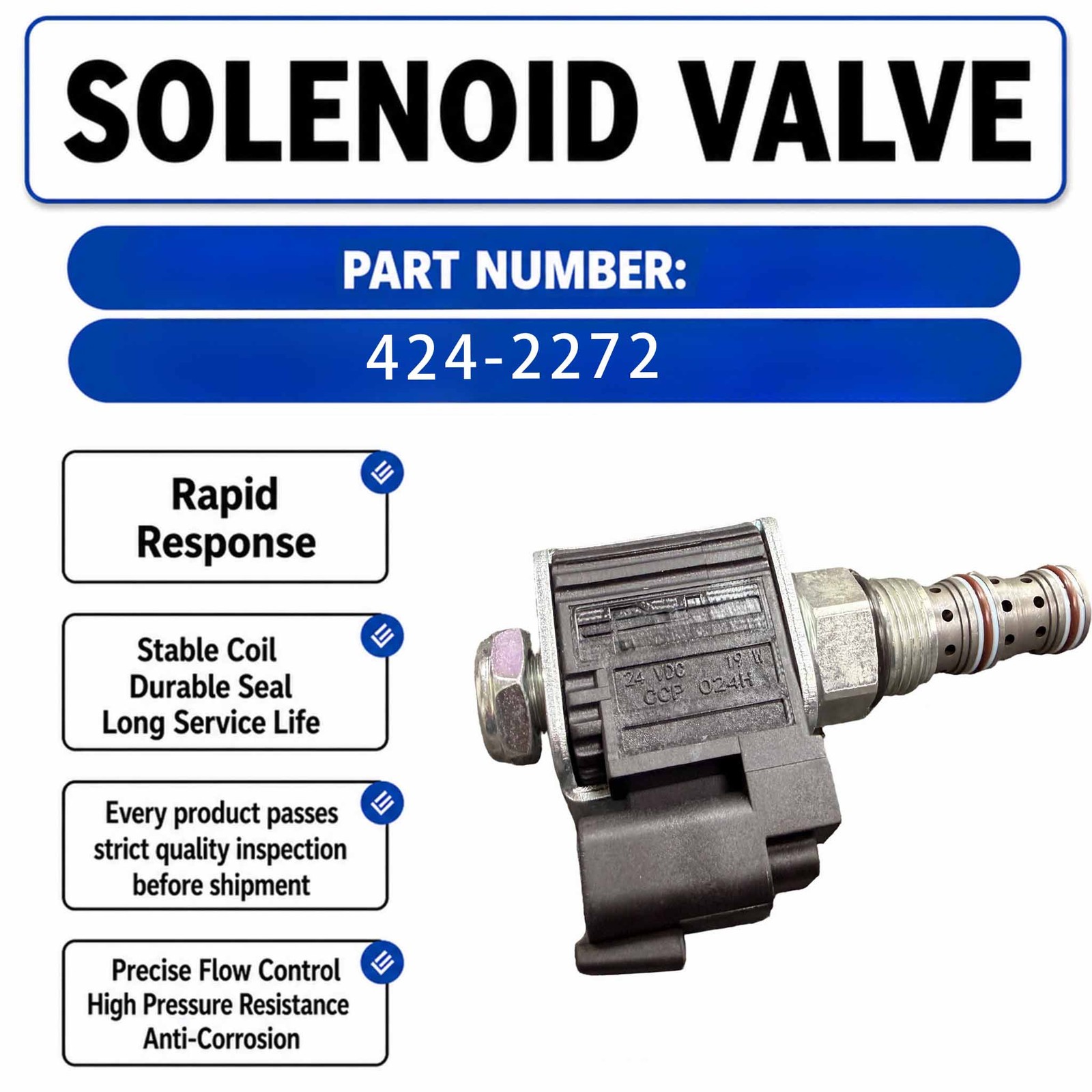 24V Solenoid Valve 4242272 424-2272 For Caterpillar CAT AD22 AD22 Underground