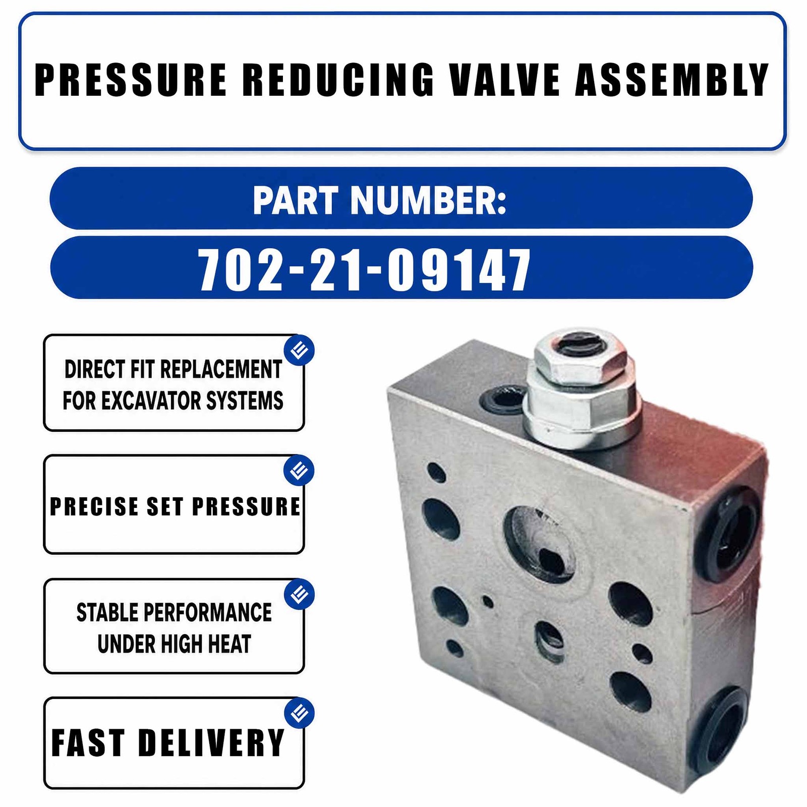 Pressure Reducing Valve Assembly KZ000750 702-21-55310 For Komatsu 6D102