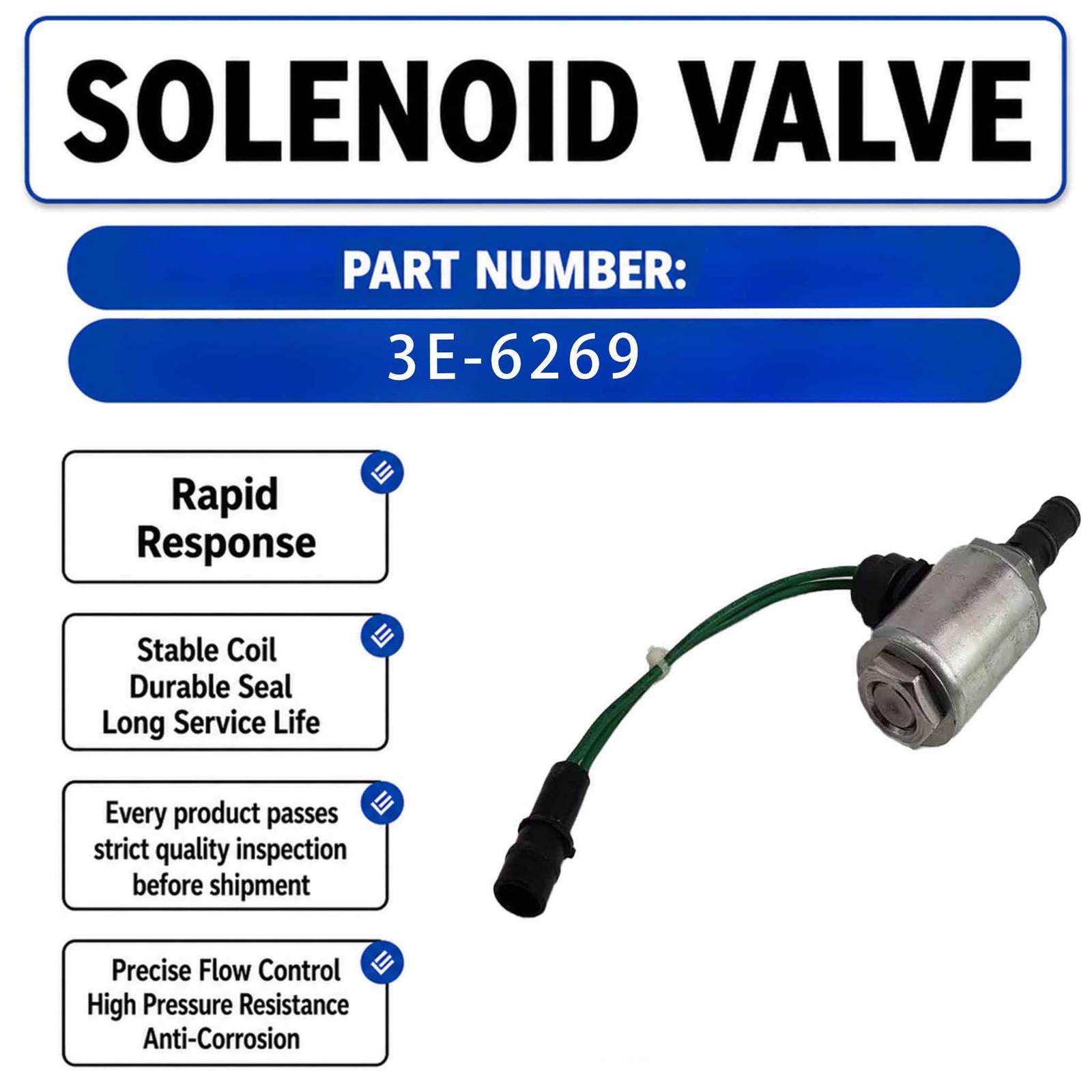 3E6269 3E-6269 Solenoid Valve For CAT 910E 910F 918F 928G