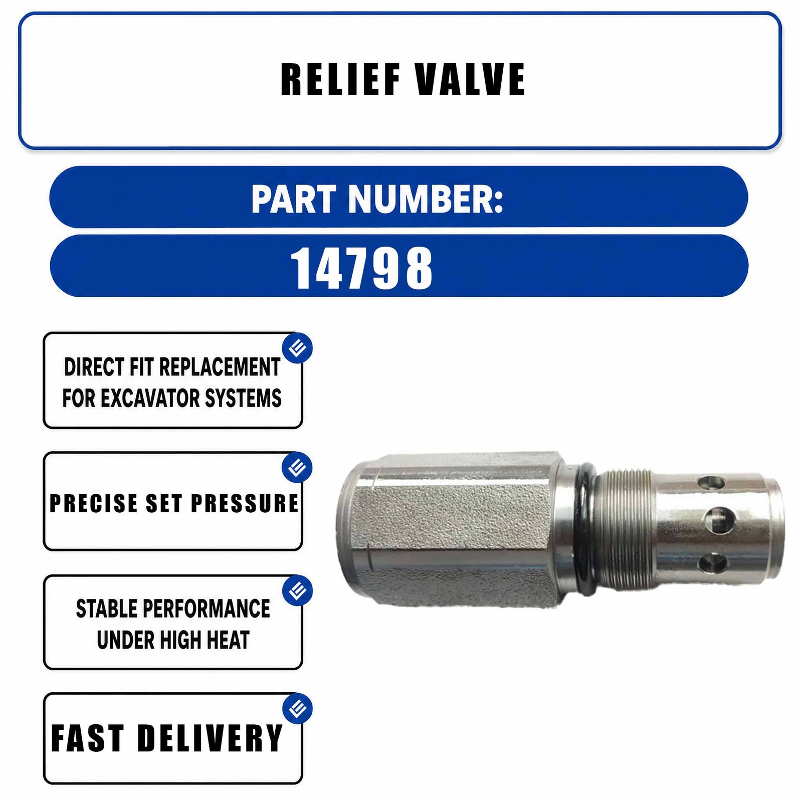 HM-E10049 KZ000756 14798 Relief Valve For Caterpillar CAT E200B E311 E312