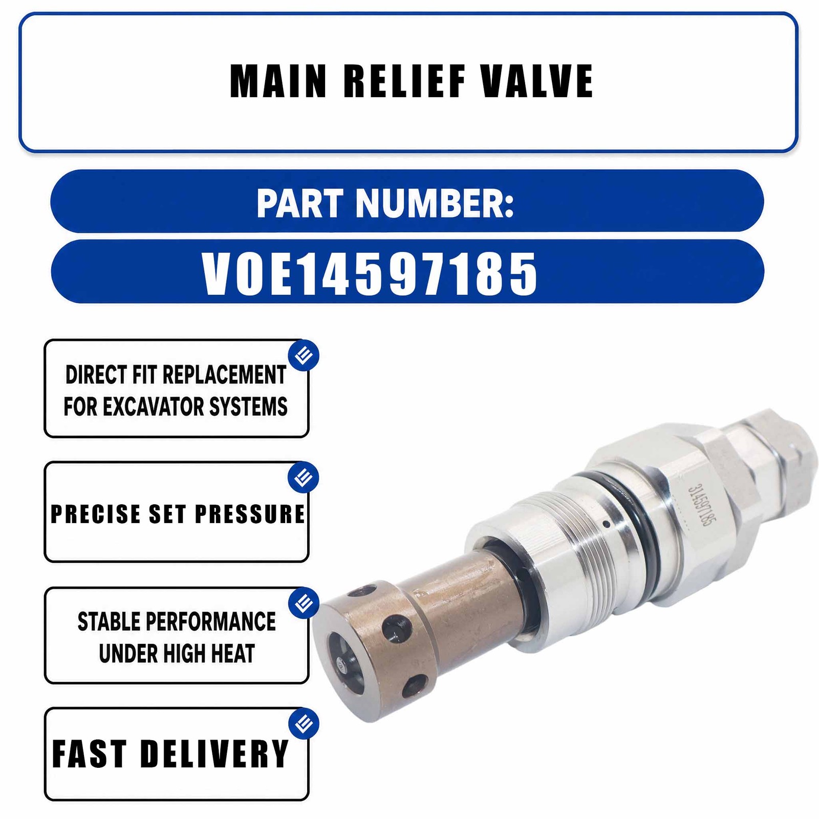 Main Relief Valve 14597185 For Volvo EC460B EC460C EC700B EC700C Excavator