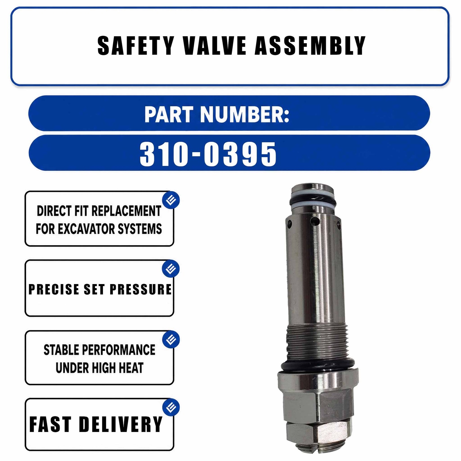 Safety valve assembly 310-0395 For Caterpillar 312C L 315C 318C 320B 320C 320C