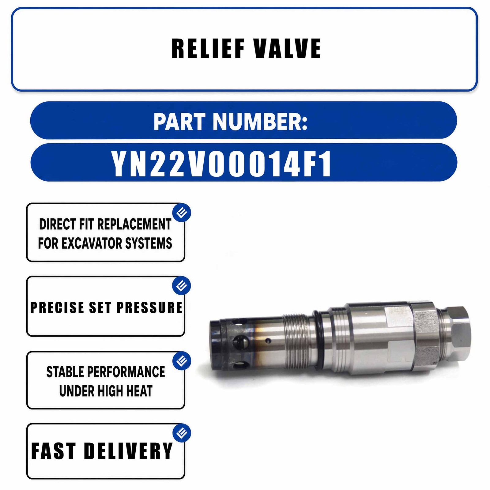 KZ000767 YN22V00014F1 Relief Valve For Hitachi EX200-5 ZAX240 Crawler Excavators