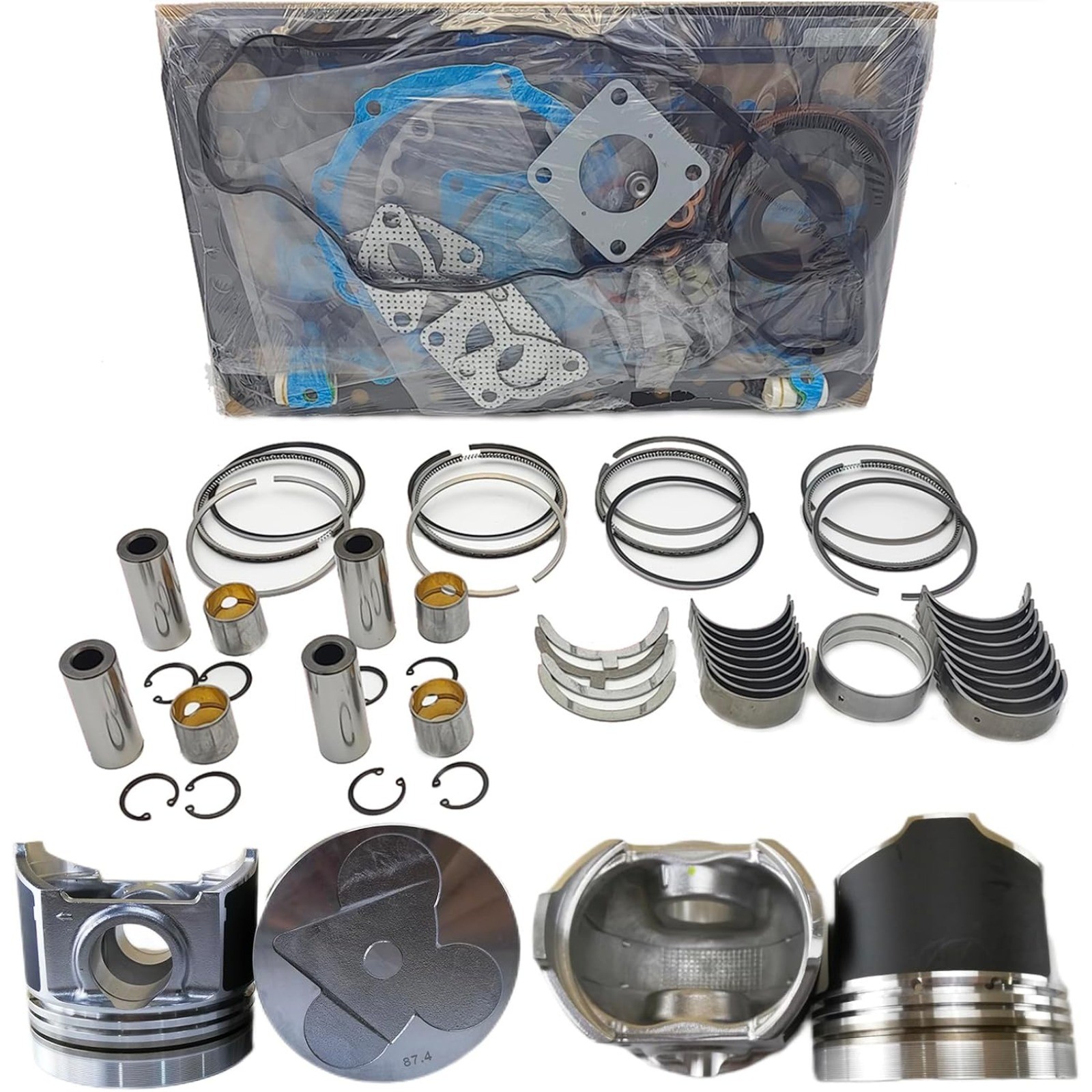 Engine Overhaul Rebuild Kit (12 valves Piston height 87.4mm) For Kubota V3300