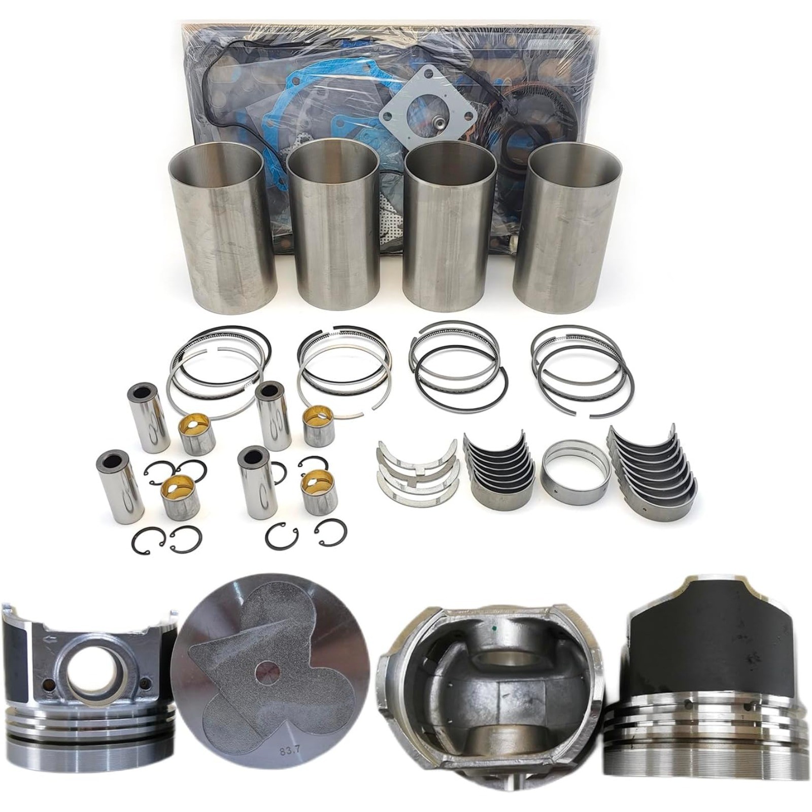 Overhaul Rebuild Kit (12 valves Piston height 83.7mm )For Kubota V3300 Engine