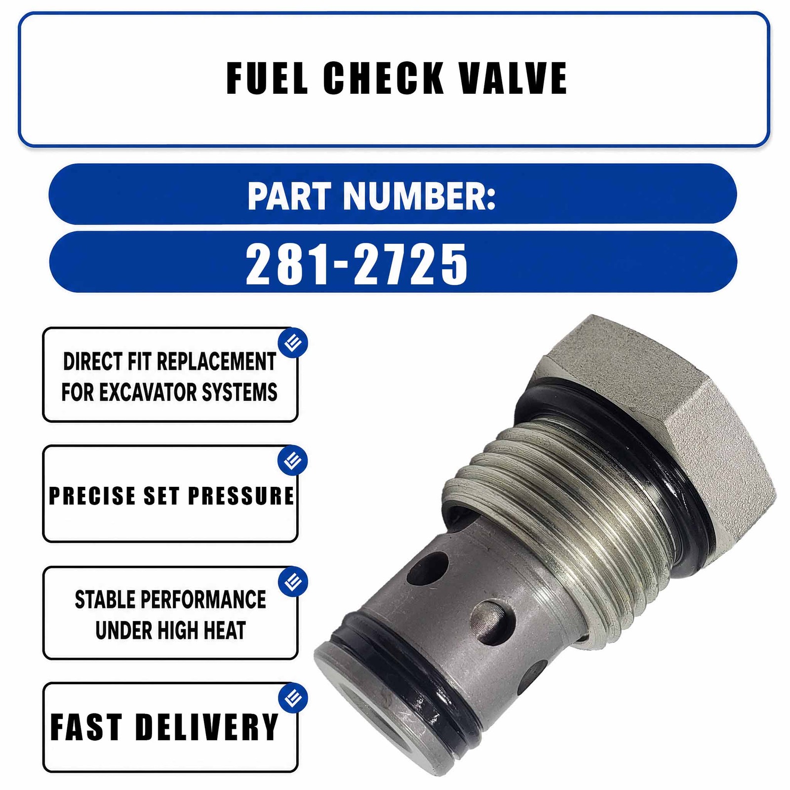 281-2725 Fuel Check Valve For Caterpillar C-16 C13 3406E C18 C11 C-12 C-10 C16